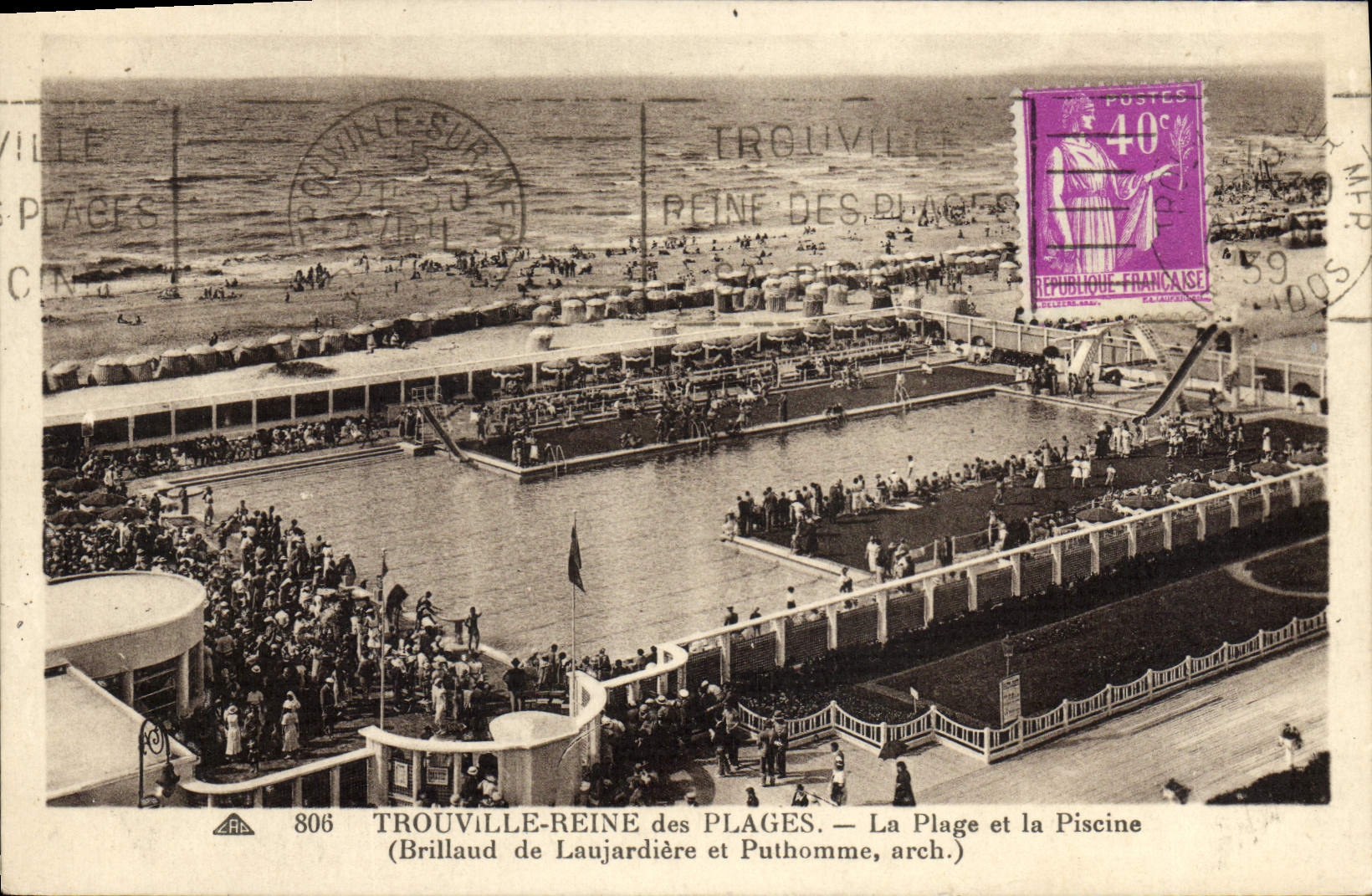 CPA Trouville reine des plages la plage et la piscine