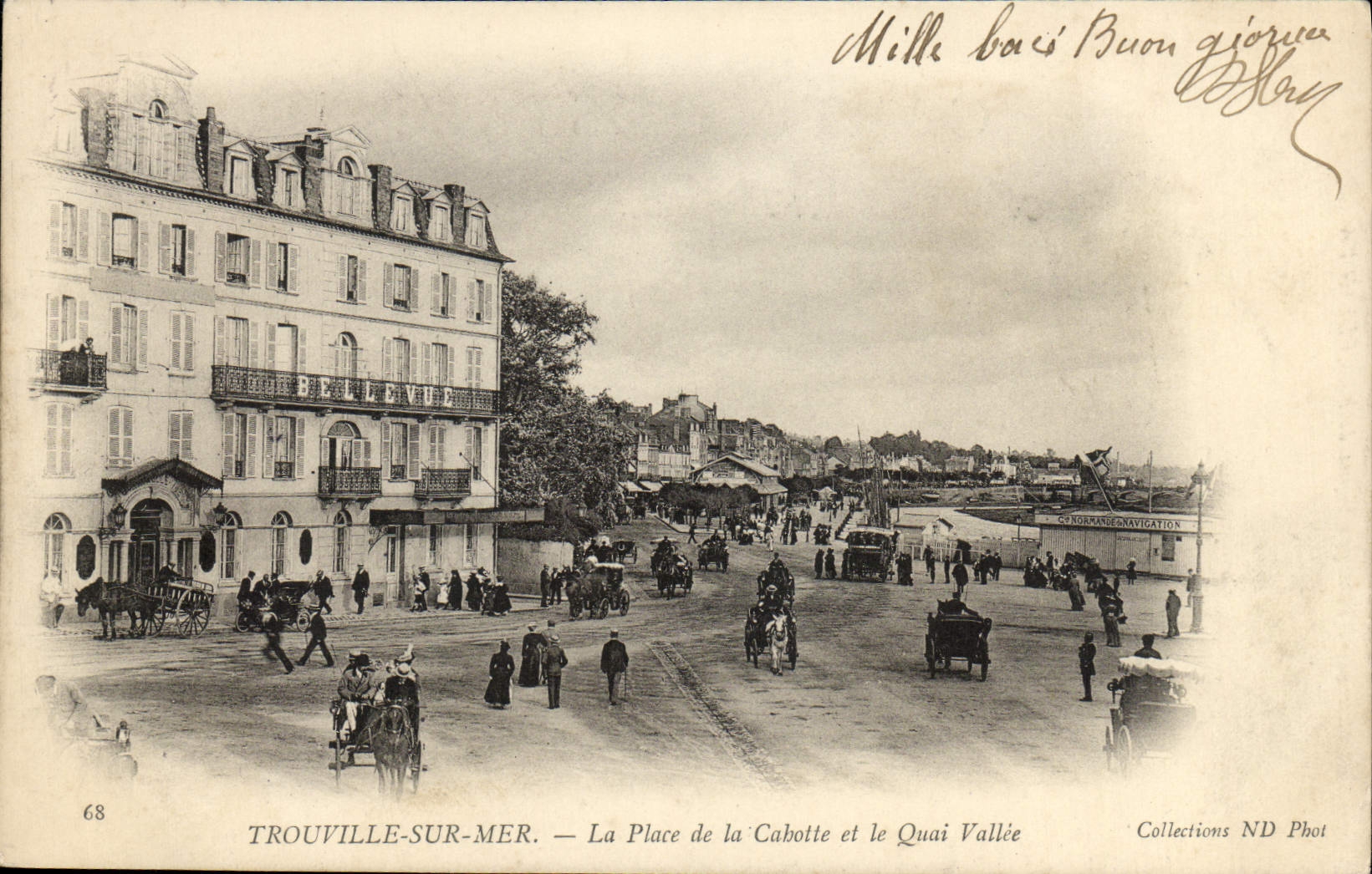 VINTAGE POSTCARD Trouville On sea the place of the cabotte and the quay valley