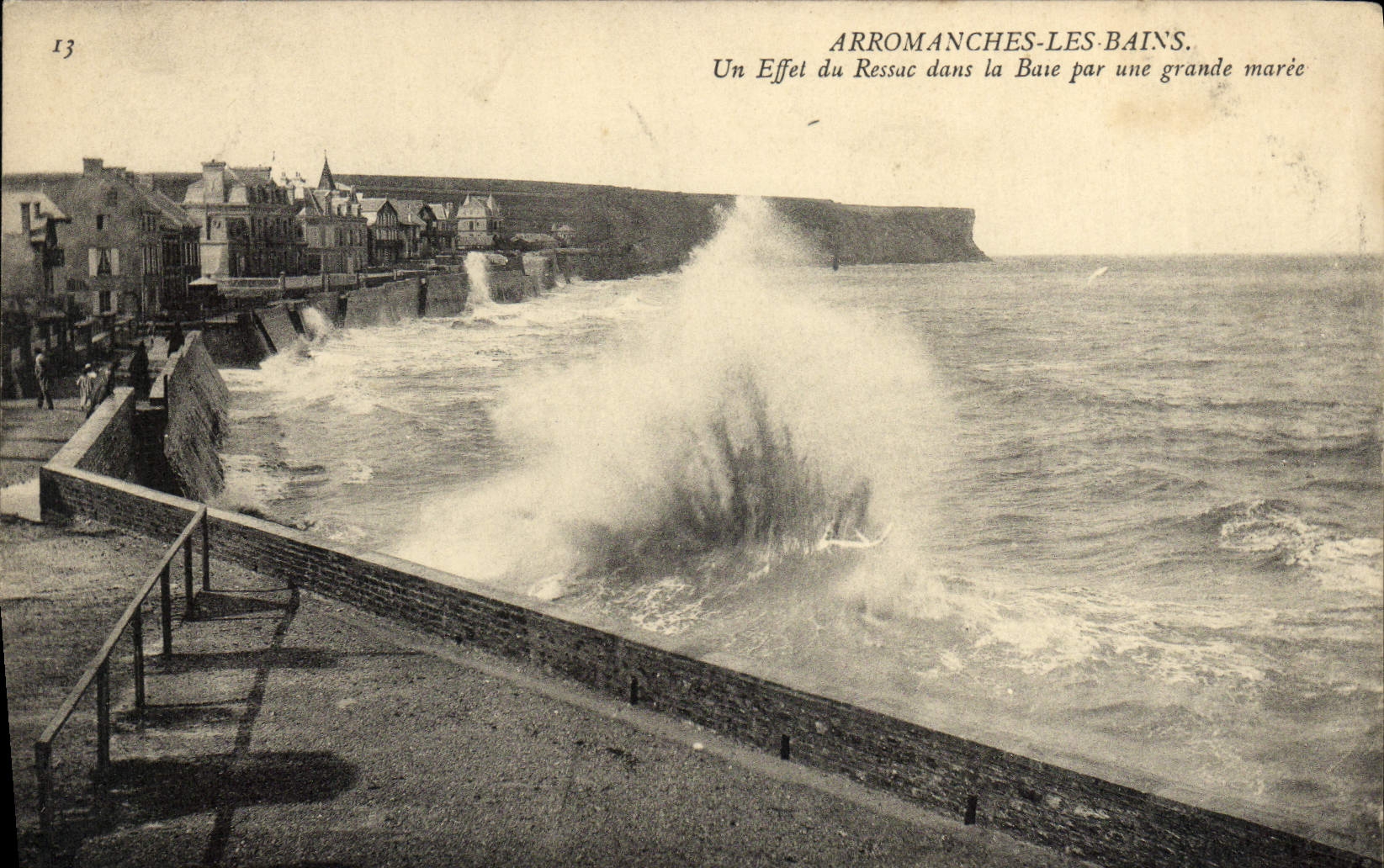 POSTAL Arromanches de la VENDIMIA les Bains un efecto del undertow en bahía por marea de resorte