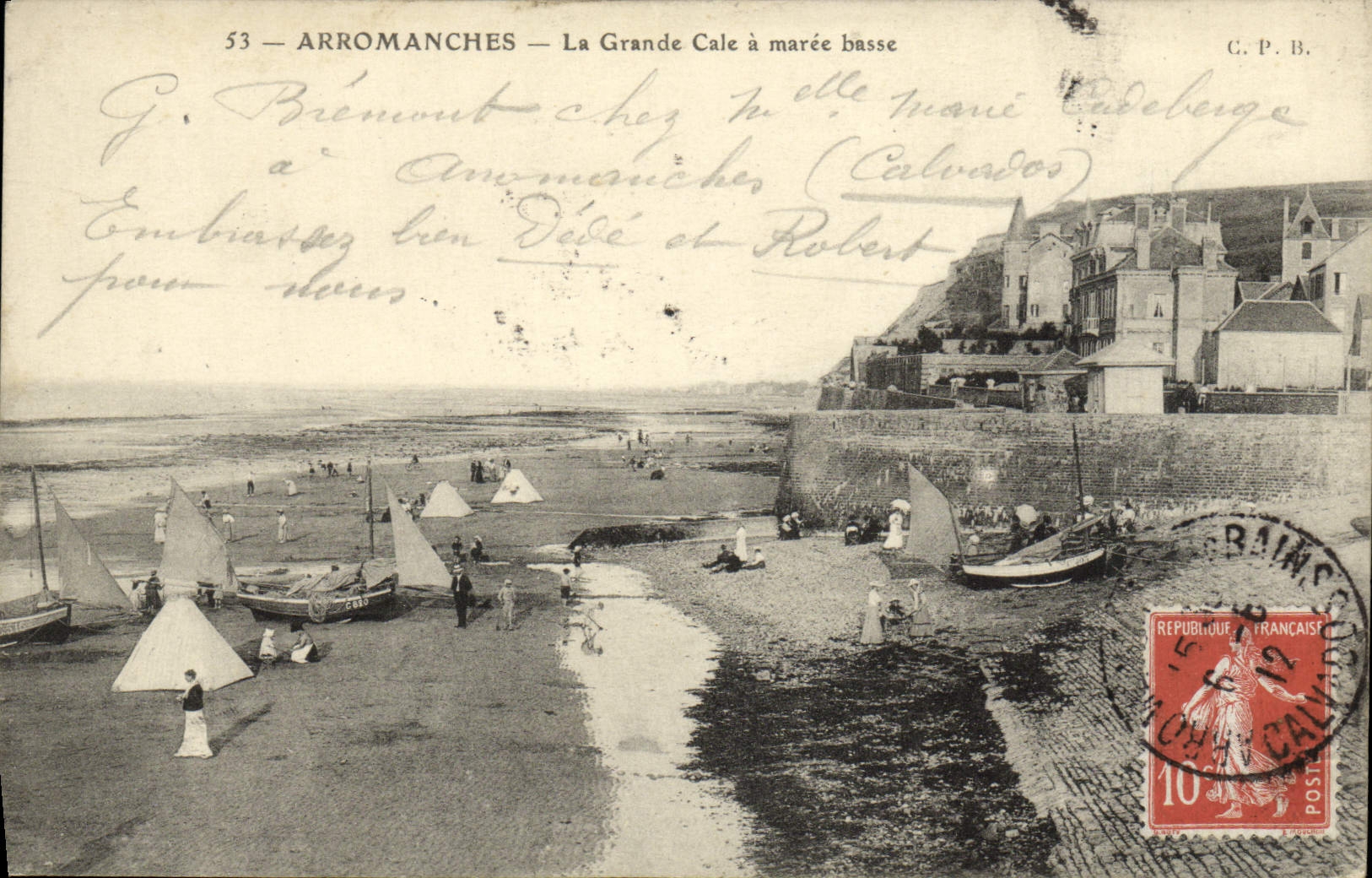 CPA Arromanches La grande cale a maree basse