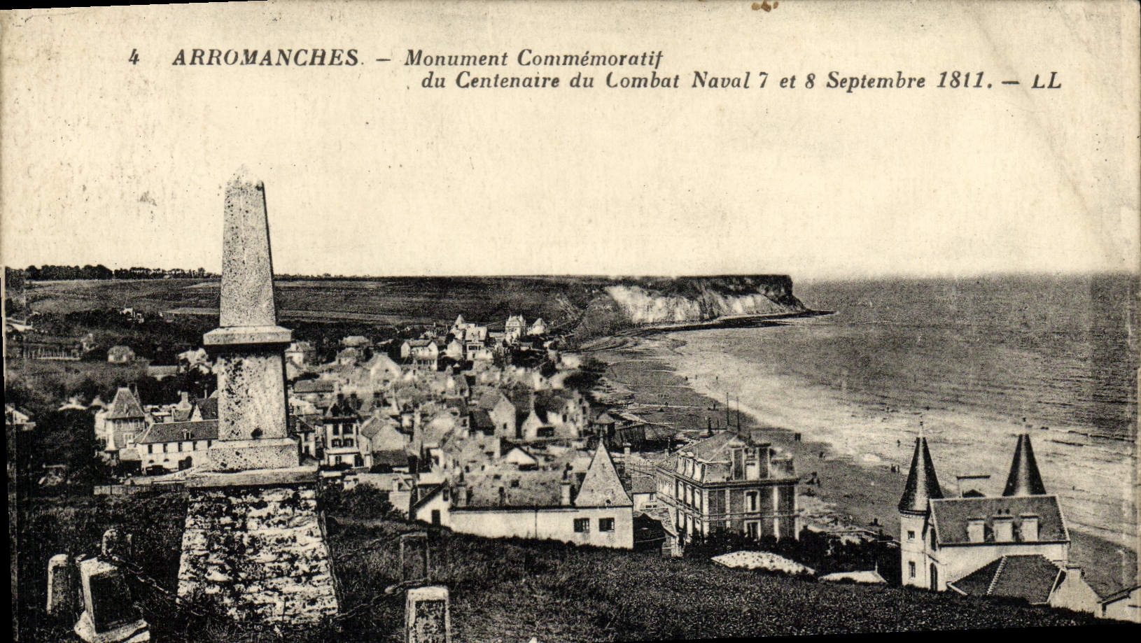 VINTAGE POSTCARD Arromanches Memorial of the centenary of the naval action 1811