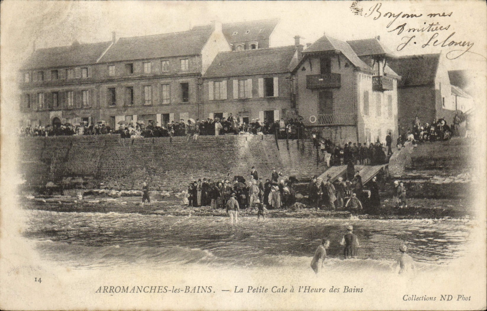 VINTAGE POSTCARD Arromanches Les Bains the Small Hold Per Hour Of the Baths
