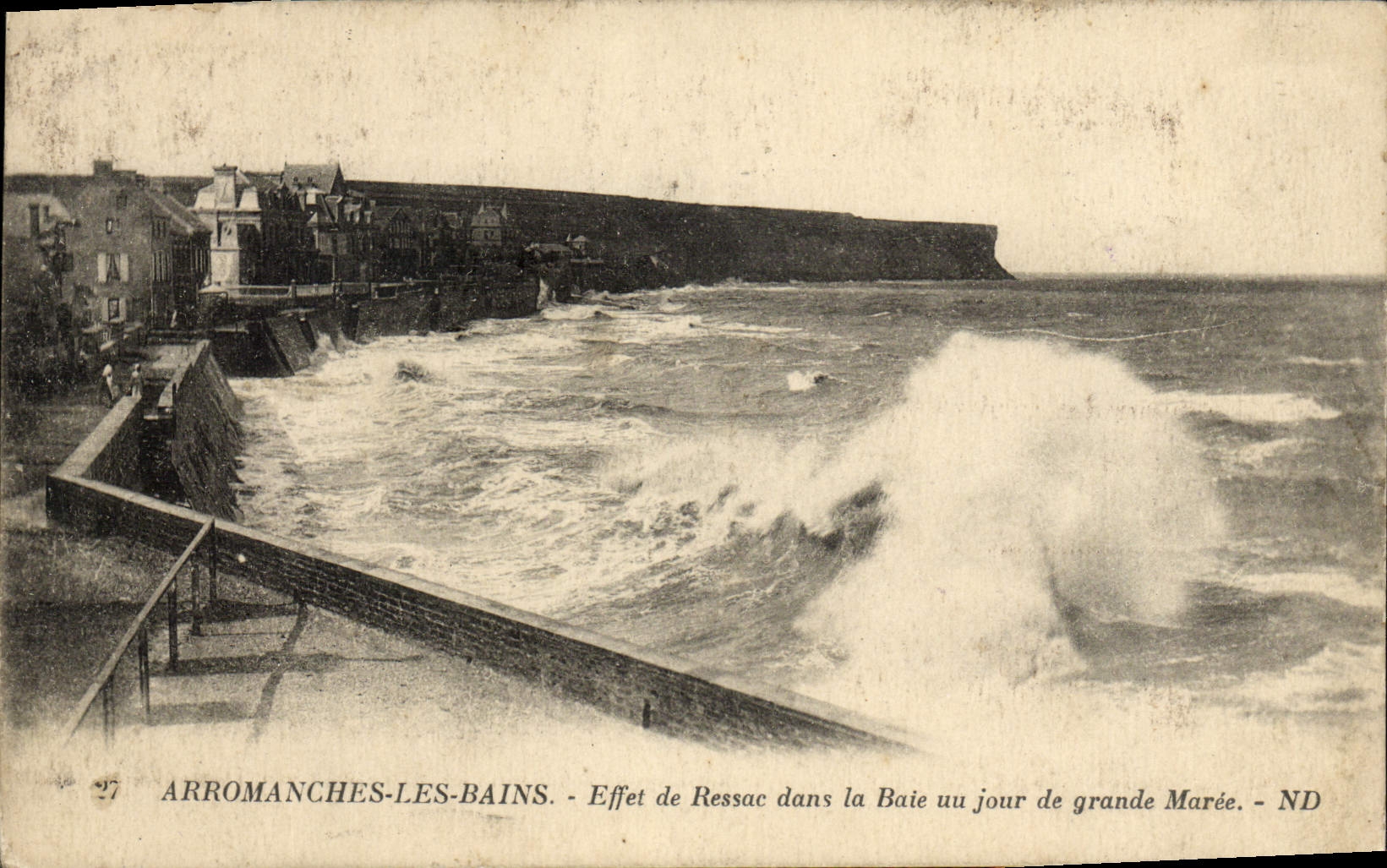 VINTAGE POSTCARD Arromanches Les Bains Effect Undertow In Basle One Day Of Spring tide