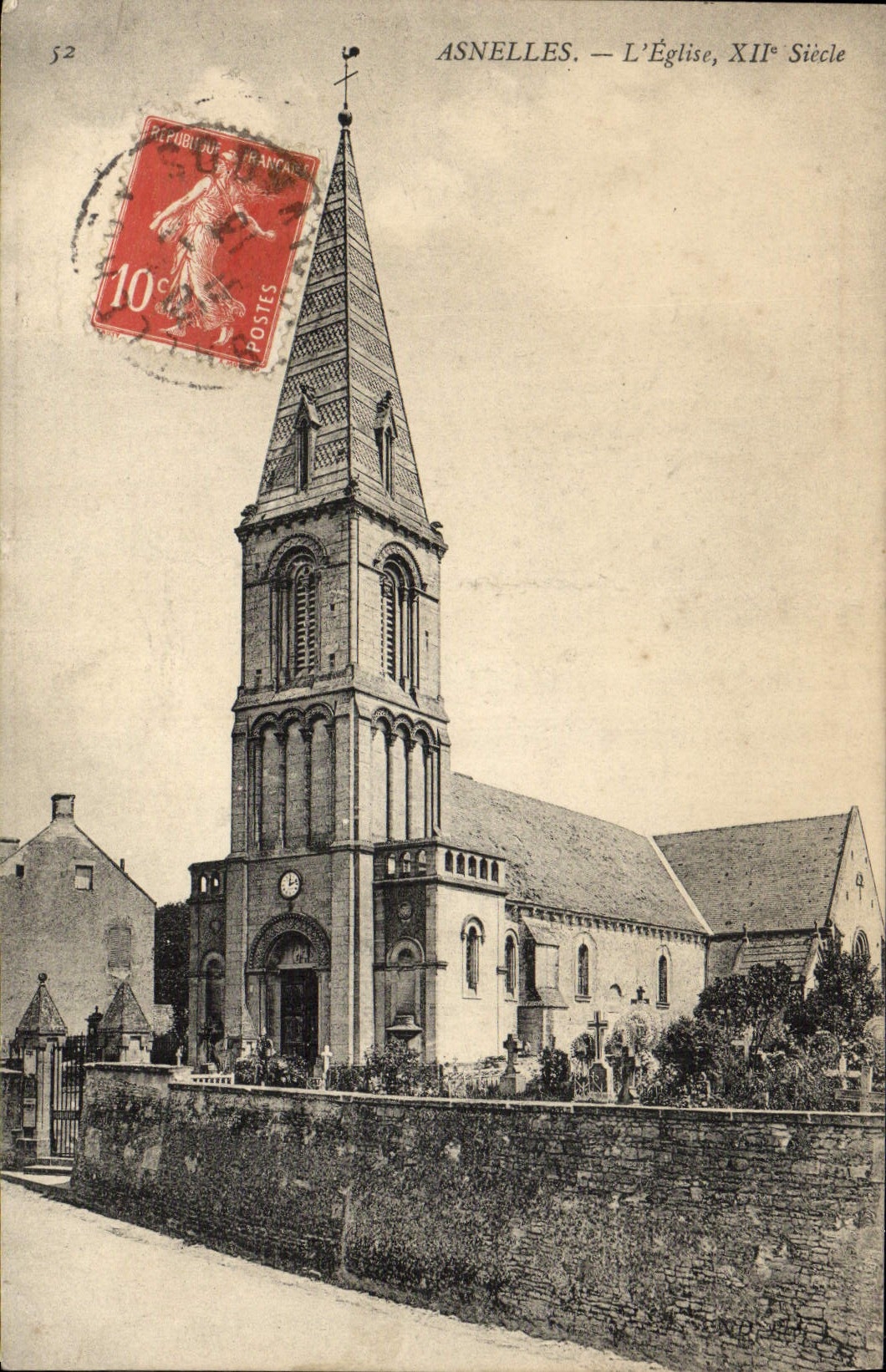 POSTAL Asnelles de la VENDIMIA la iglesia