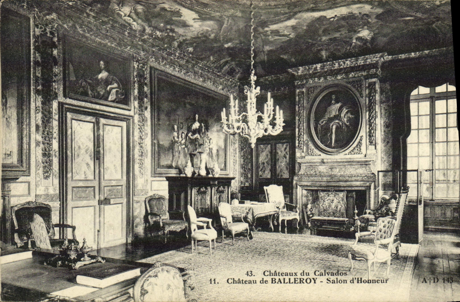 Castillos de la POSTAL de la VENDIMIA de la sala de estar de Balleroy del manzana-brandy del hnnor