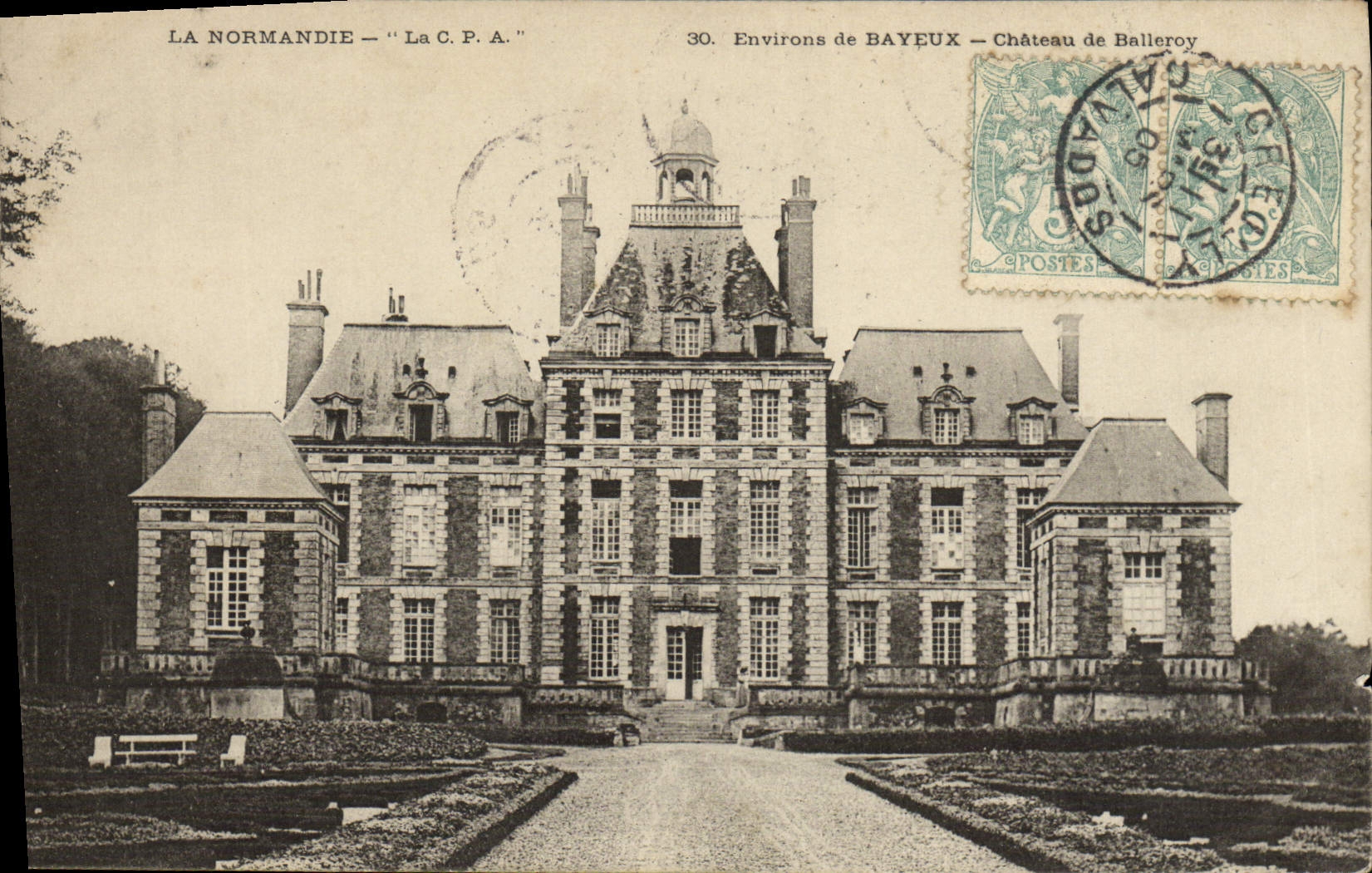 Castillos de la POSTAL de la VENDIMIA del castillo del manzana-brandy del castillo de Balleroy de balleroy