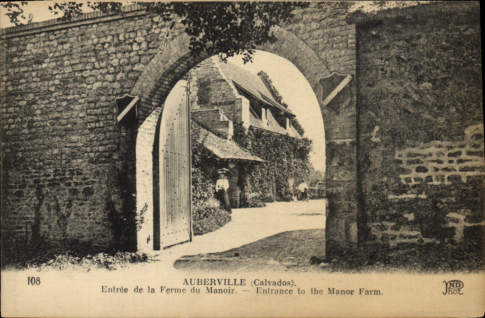 VINTAGE POSTCARD Auberville Entered of the farm of the manor