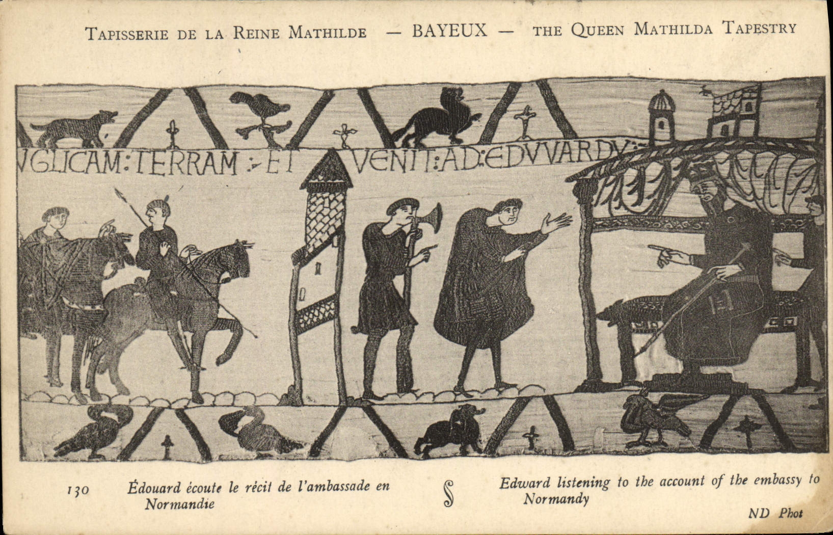 La POSTAL Tafisserie de la VENDIMIA de la reina Matilde Bayeux Eduardo escucha la cuenta de la embajada en Normandía