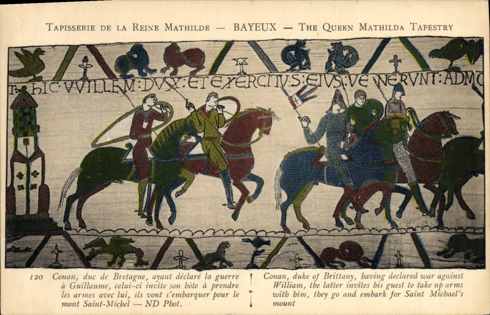 VINTAGE POSTCARD Tapestry of the queen mathilde Bayeux Conan duke of Brittany