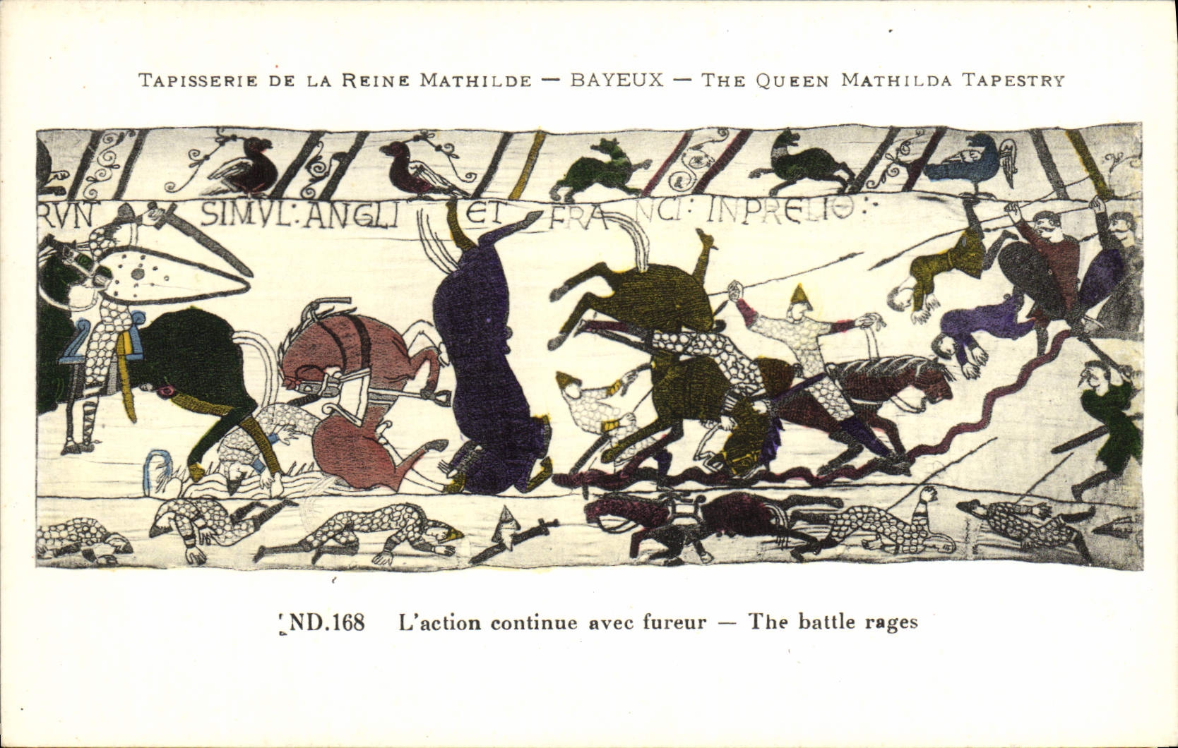 CPA Tapisserie de la reine mathilde Bayeux L'action continue avec fureur