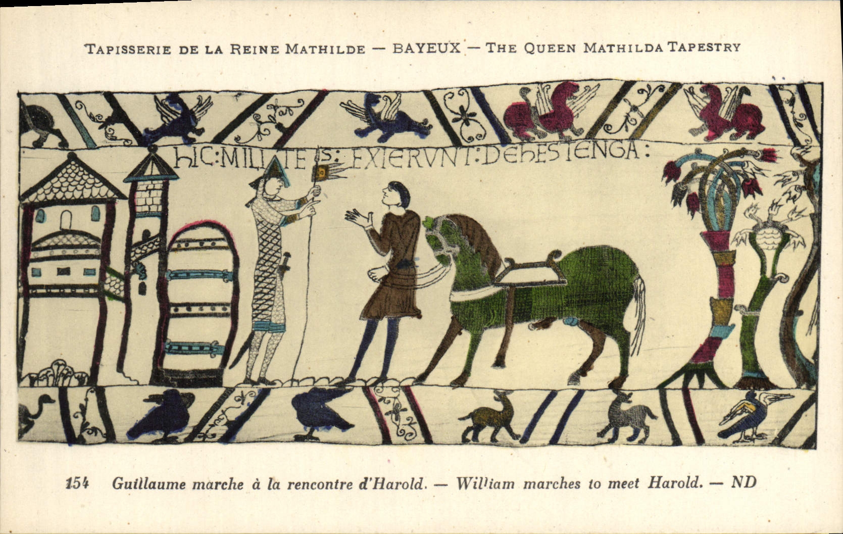 CPA Tapisserie de la reine mathilde Bayeux Guillaume marche a la rencontre d'Harold 