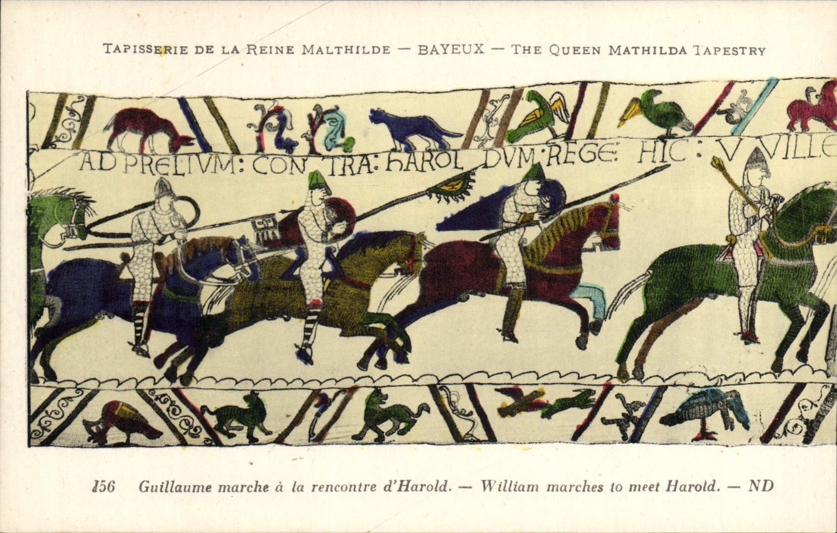 CPA Tapisserie de la reine mathilde Bayeux Guillaume marche a la rencontre d'Harold 