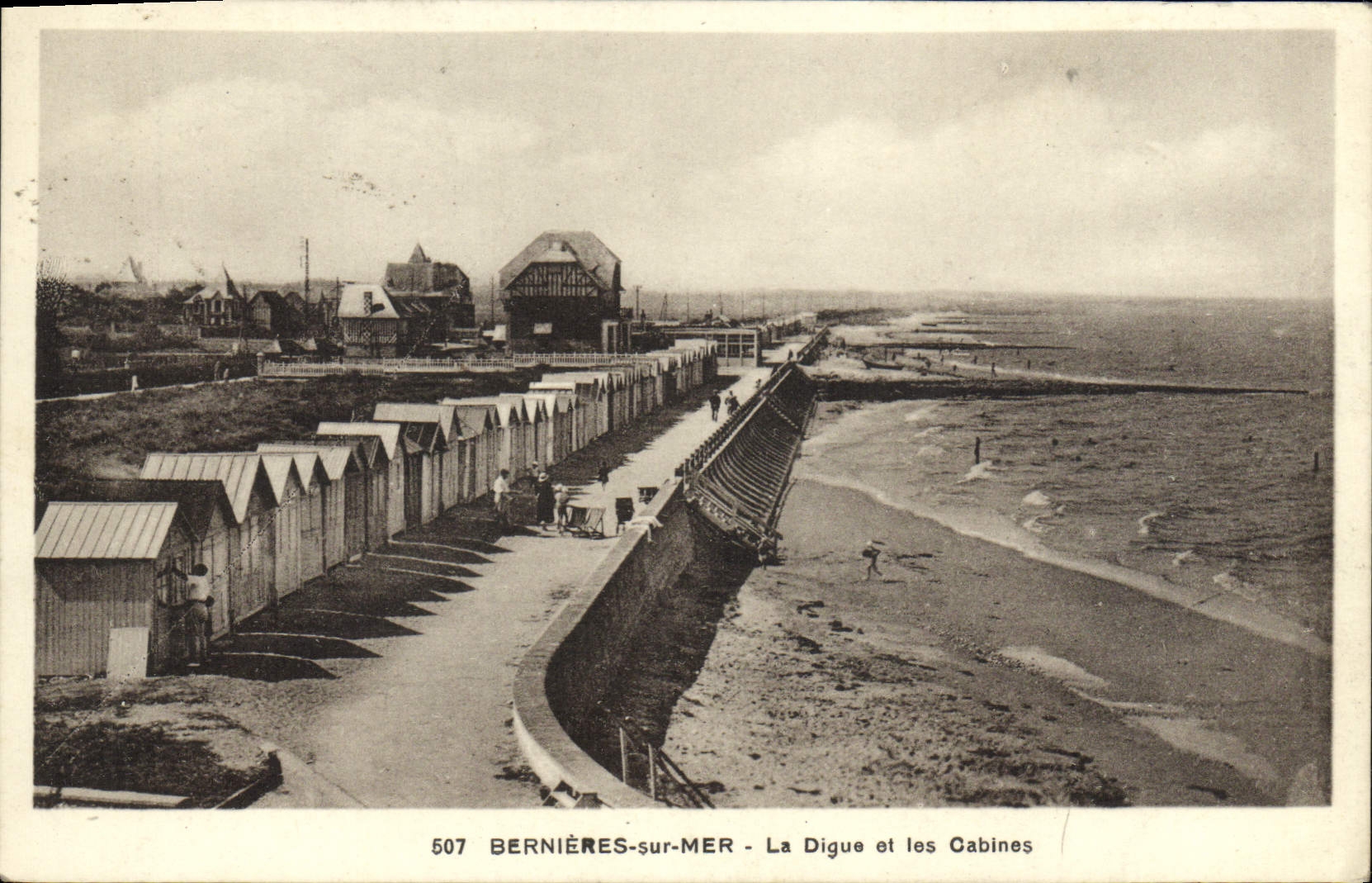 VINTAGE POSTCARD Bernieres On Sea the Dam and Cabins