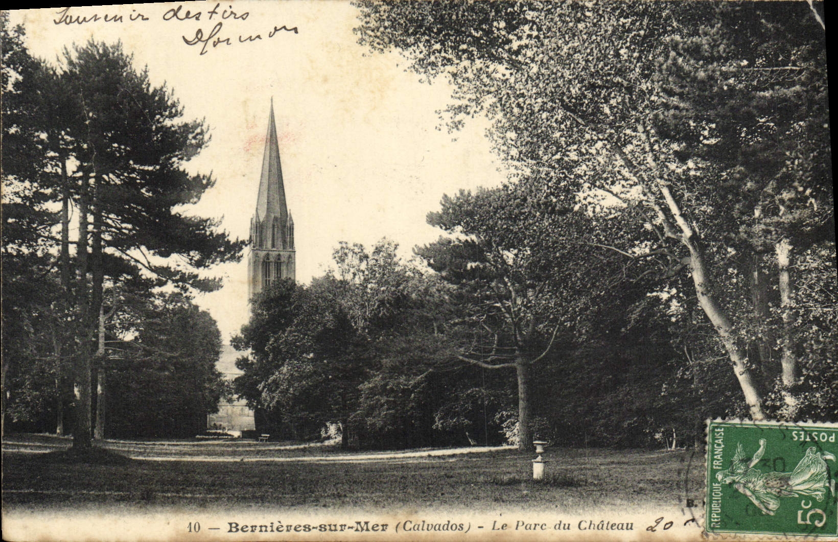 VINTAGE POSTCARD Bernieres On Sea the park of the castle