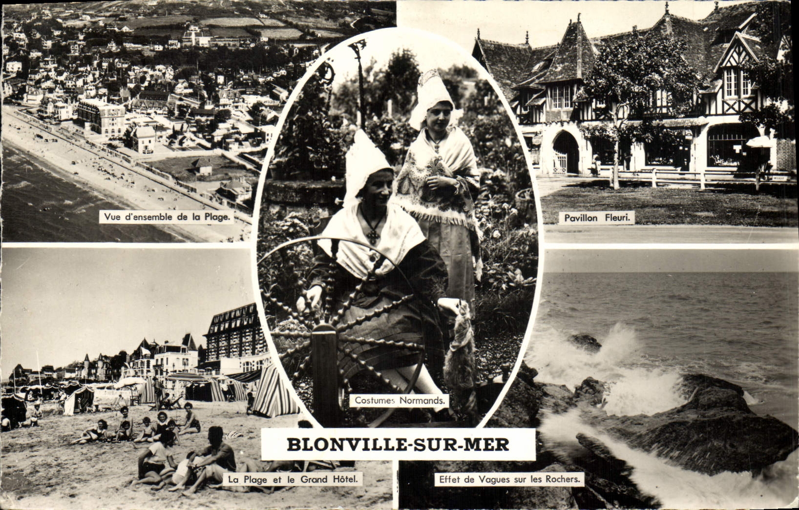 CPM Blonville Sur Mer Vue d'ensemble de la plage Pavillon fleuri La plage et le grand hotel Effet de vagues Costumes 