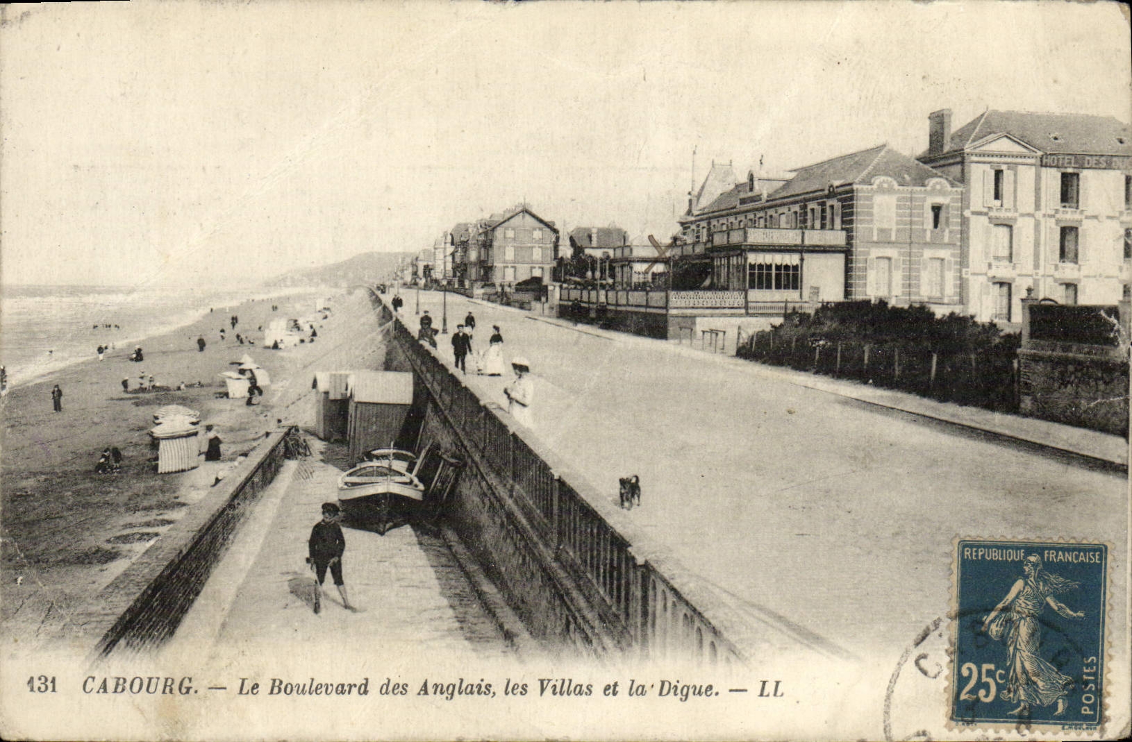POSTAL Cabourg de la VENDIMIA el bulevar de los chalets ingleses y de la presa