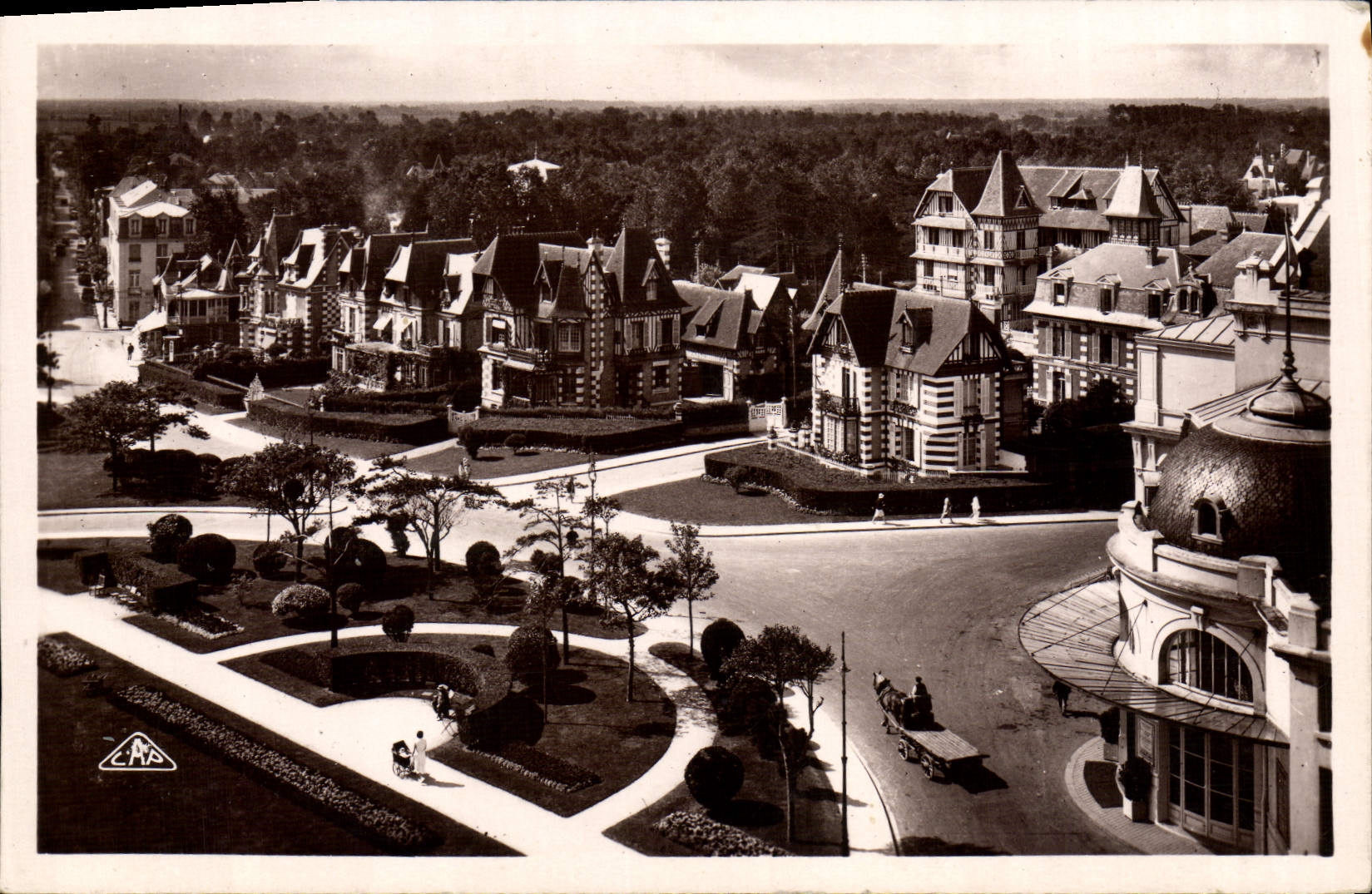 VINTAGE POSTCARD Cabourg Gardens of the Casino and Villas