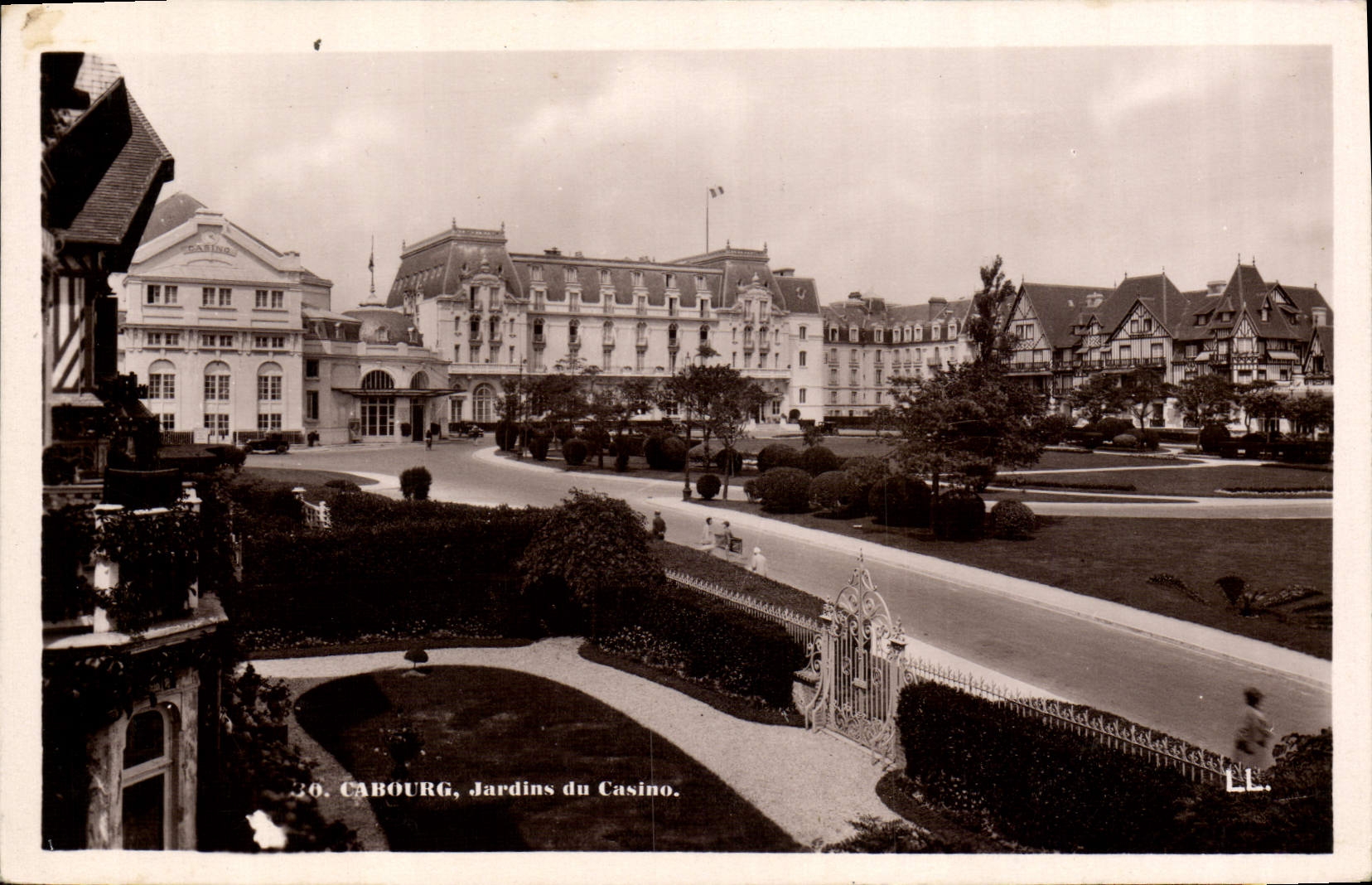 VINTAGE POSTCARD Cabourg Gardens of the Casino