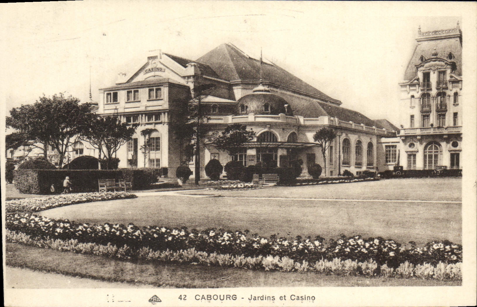 VINTAGE POSTCARD Cabourg Gardens and Casino