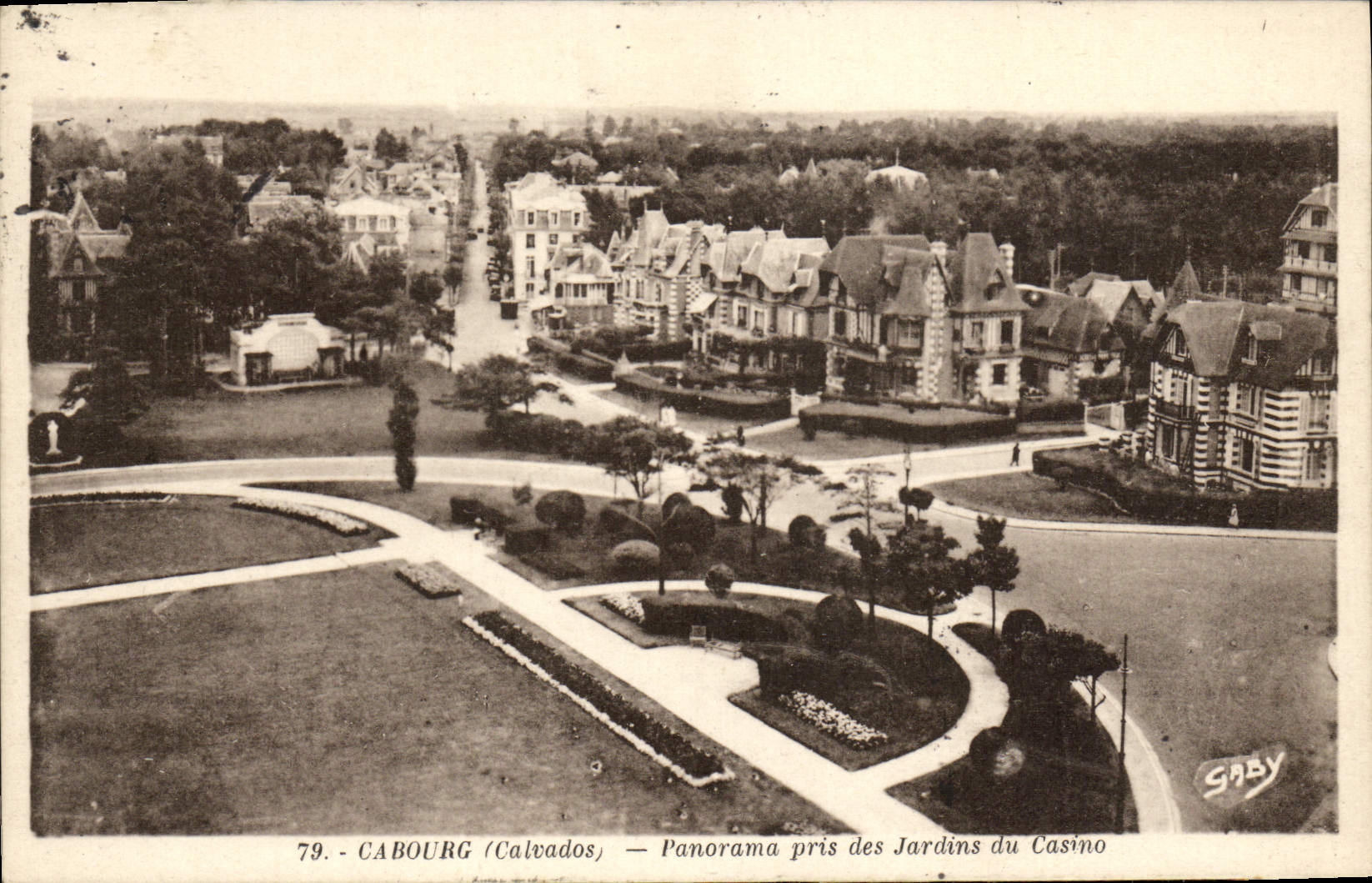 VINTAGE POSTCARD Cabourg Panorama taken of the gardens of the casino