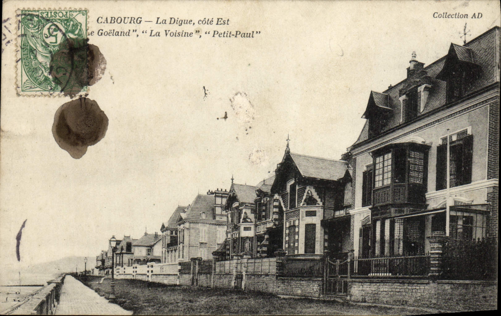 POSTAL Cabourg de la VENDIMIA la costa este de la presa la gaviota el pequeño Paul vecino