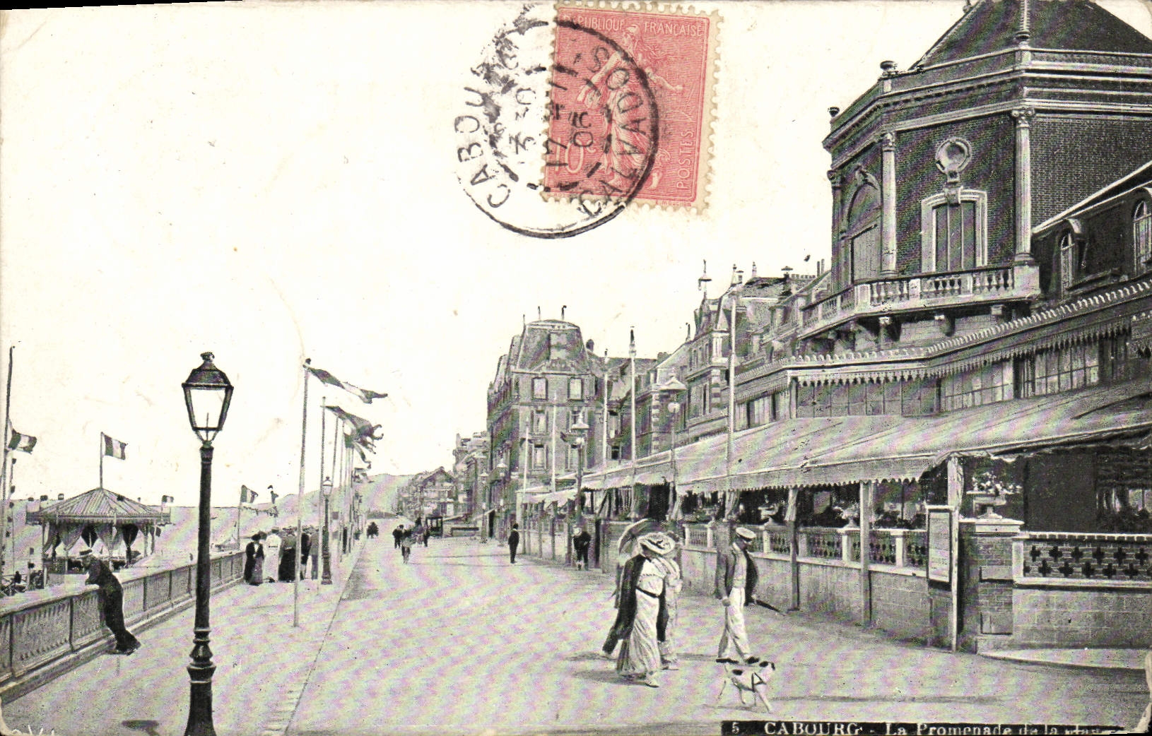POSTAL Cabourg de la VENDIMIA la caminata del embarcadero