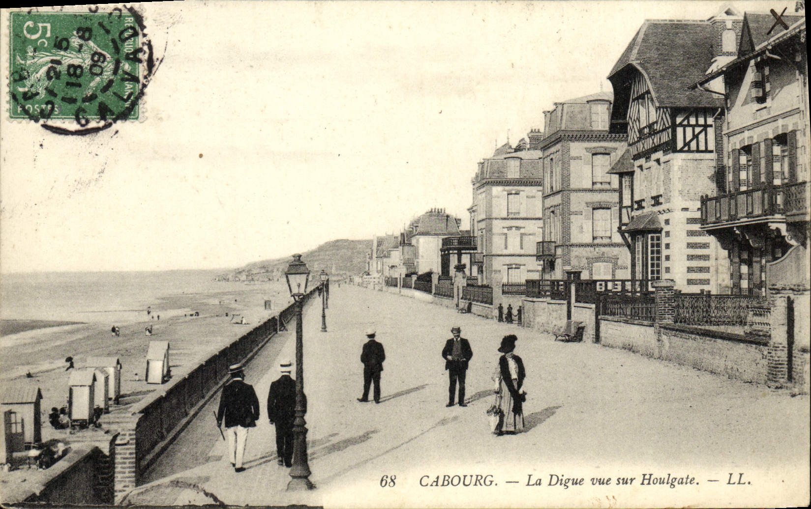 POSTAL Cabourg de la VENDIMIA la presa vista en Houlgate