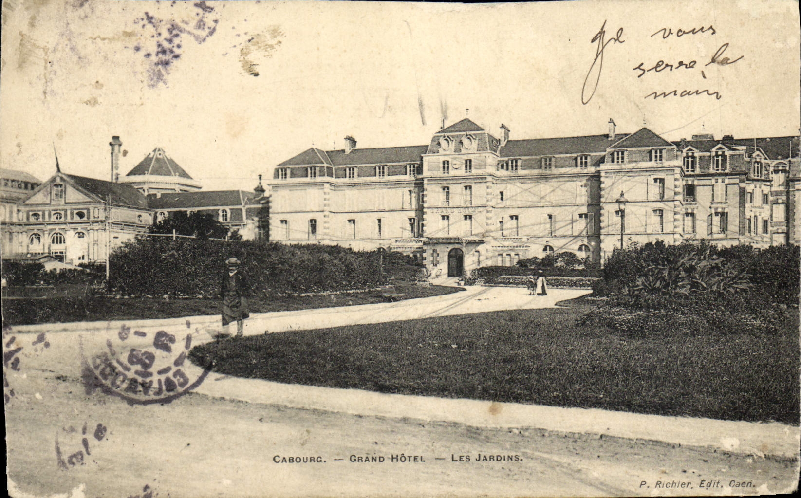 POSTAL Cabourg de la VENDIMIA los jardines grandes del hotel