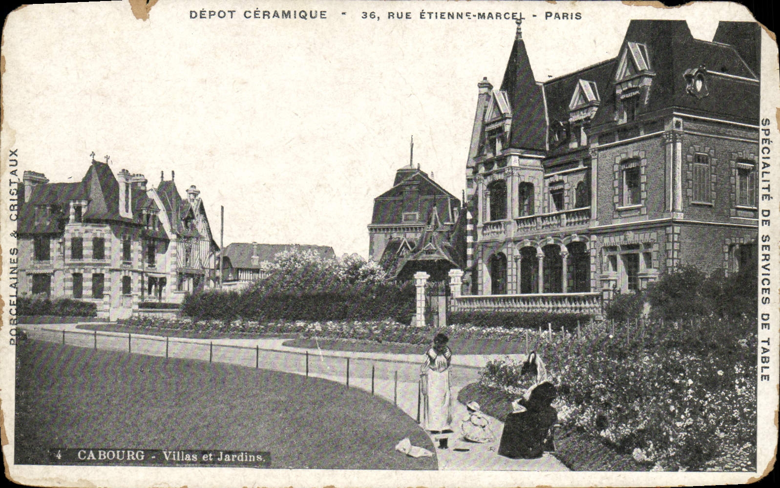 Chalets y jardines de Cabourg de la POSTAL de la VENDIMIA