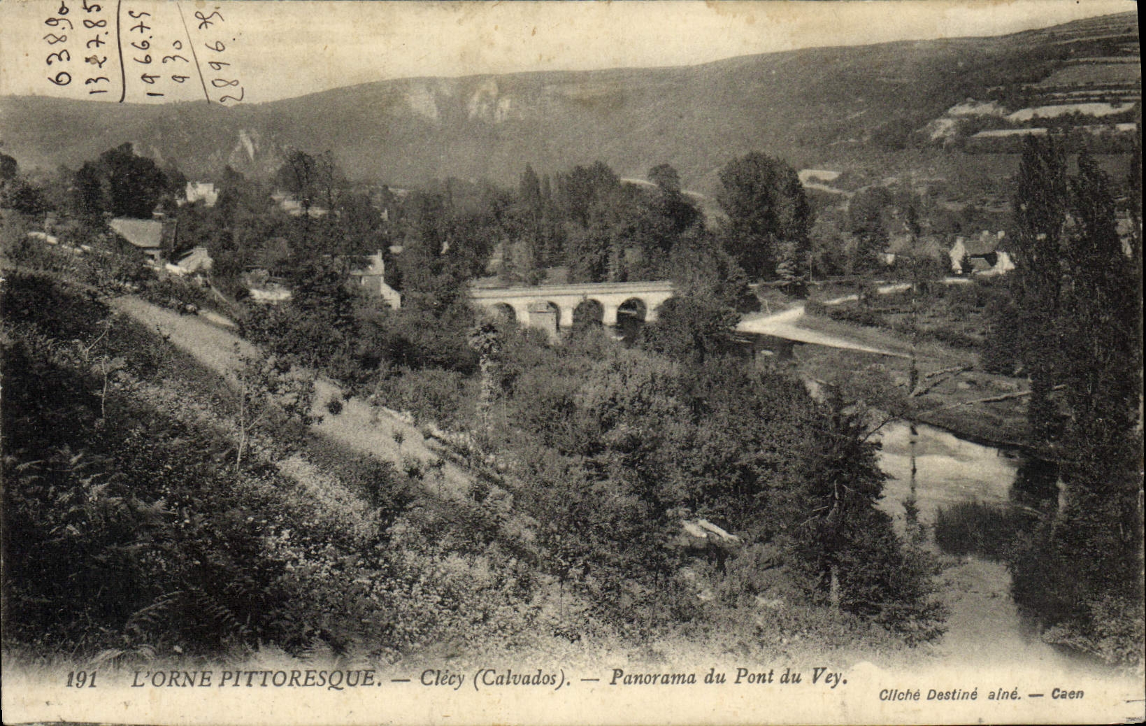 VINTAGE POSTCARD Clecy Panorama of the Bridge of Vey