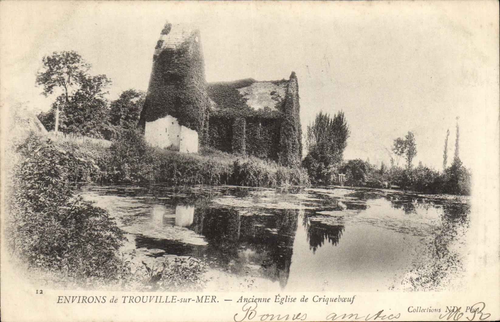 VINTAGE POSTCARD Surroundings of Trouville on Sea Old Church of Cricqueboeuf