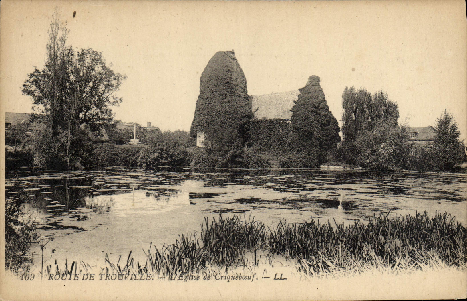 VINTAGE POSTCARD Road of Trouville the Church of Cricqueboeuf