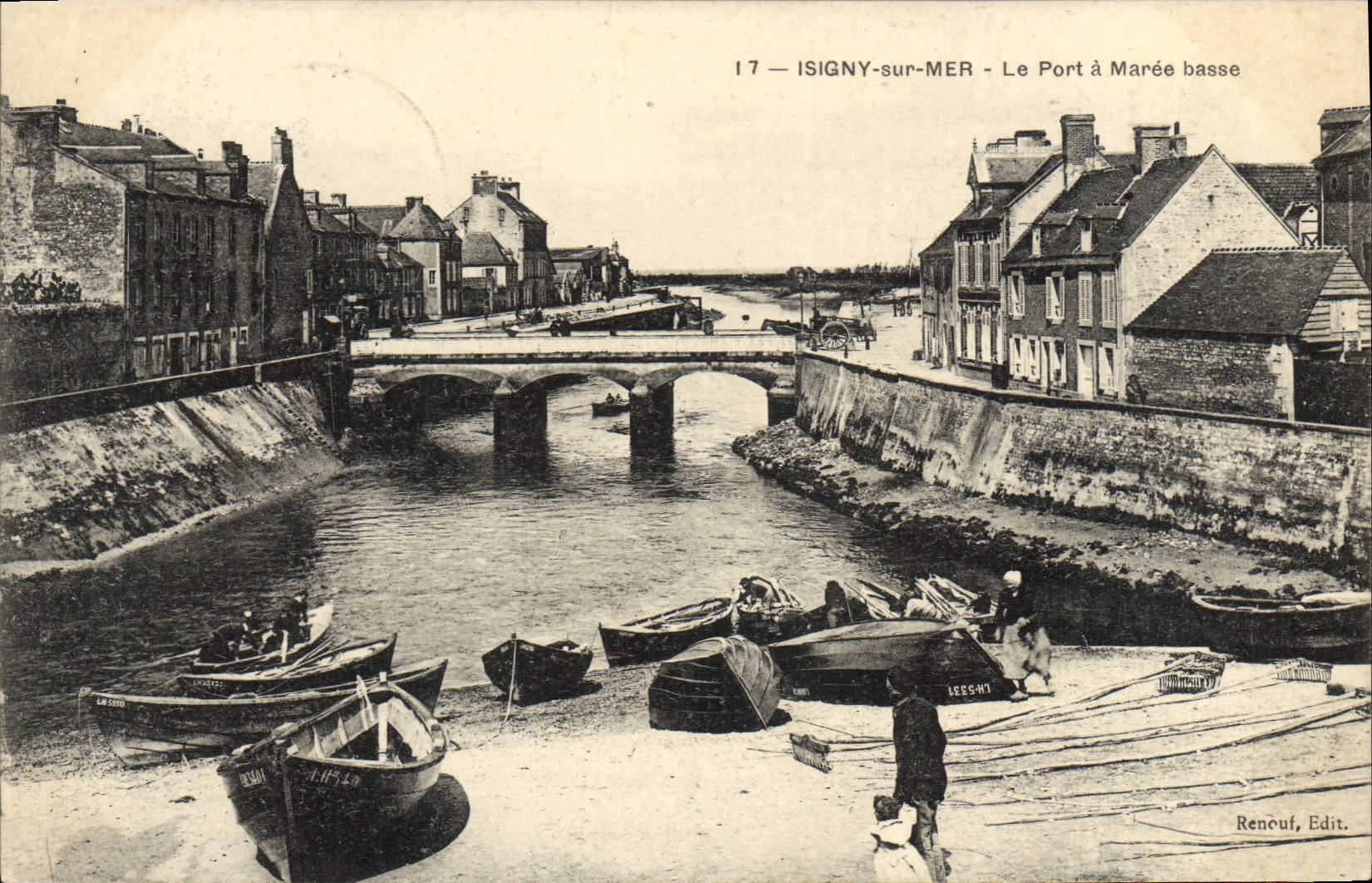 VINTAGE POSTCARD Isigny On Mer the port has low tide