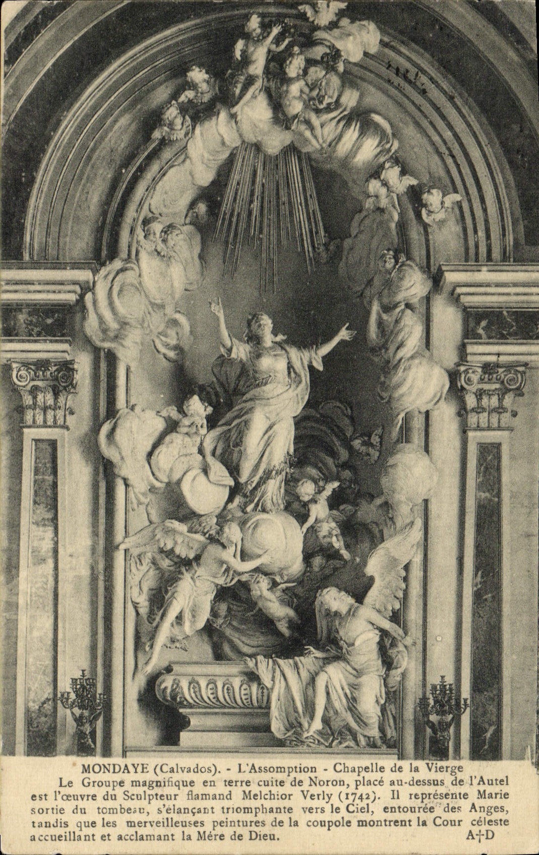 VINTAGE POSTCARD Mondaye the Assumption Vault of the virgin