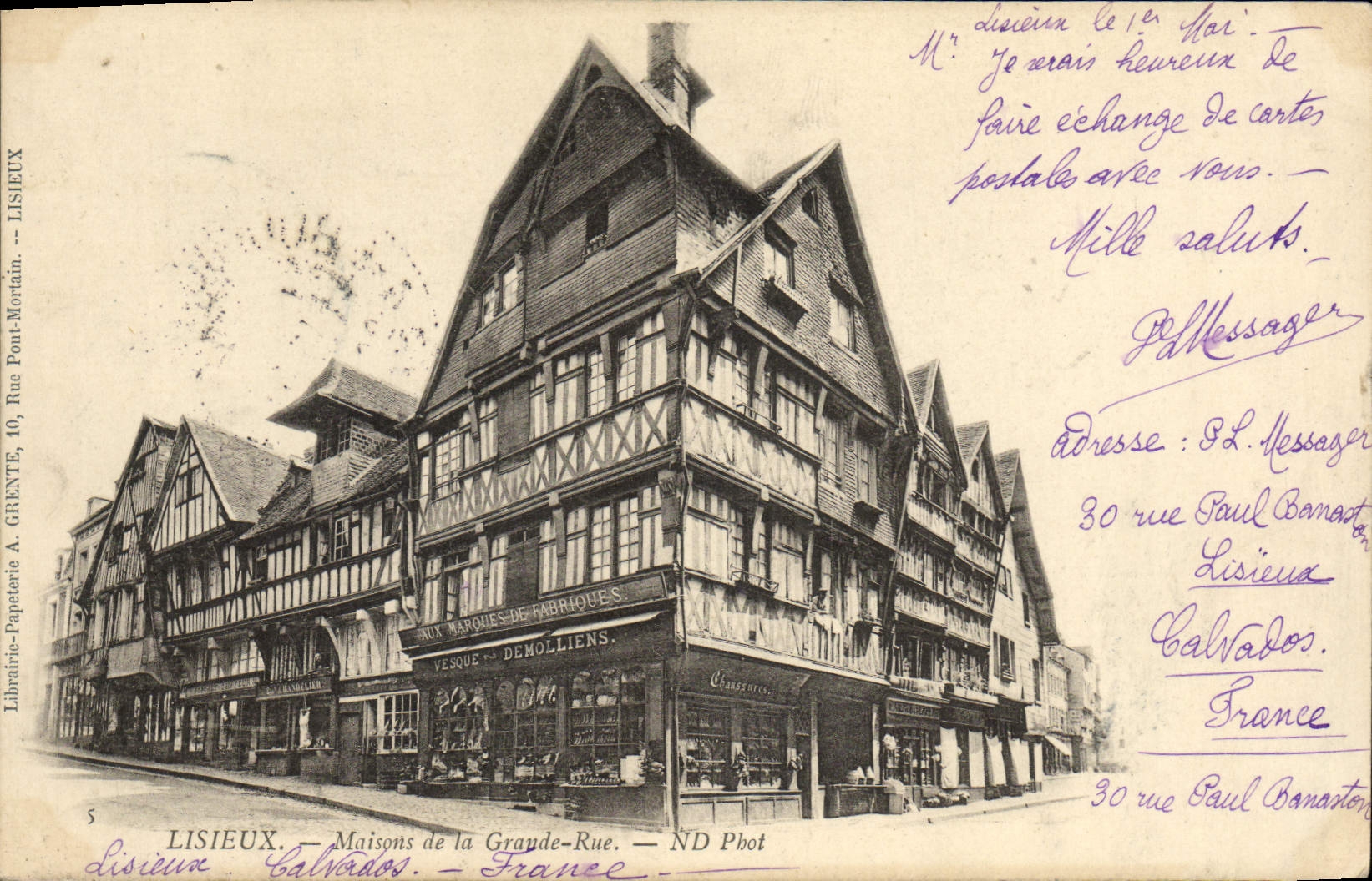 CPA Lisieux Maisons de la grande rue Vesque Demollens