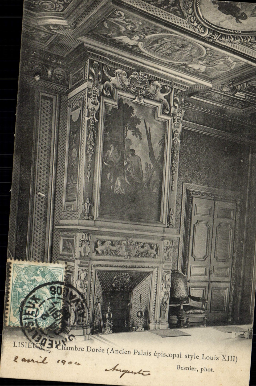 Estilo episcopal Louis XIII del paladar del sitio de Lisieux de la POSTAL de la VENDIMIA dorado viejo