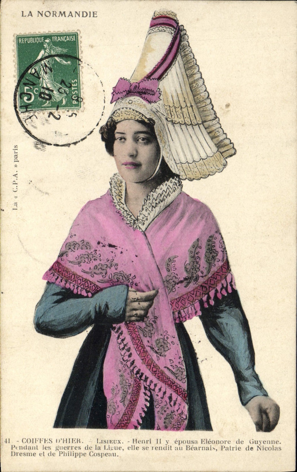 Casquillos de Lisieux Cosume de la POSTAL de la VENDIMIA