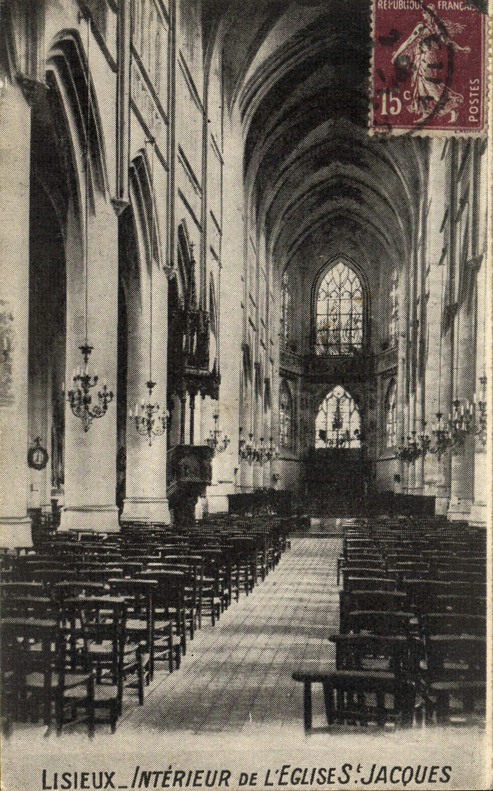 POSTAL Lisieux interior de la VENDIMIA del St Jacques de la iglesia