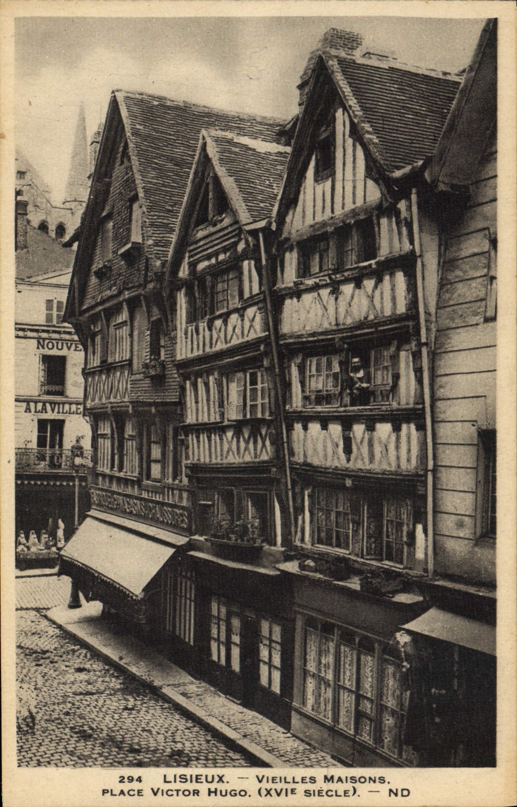 Lugares Victor Hugo de las casas de las mujeres mayores de Lisieux de la POSTAL de la VENDIMIA