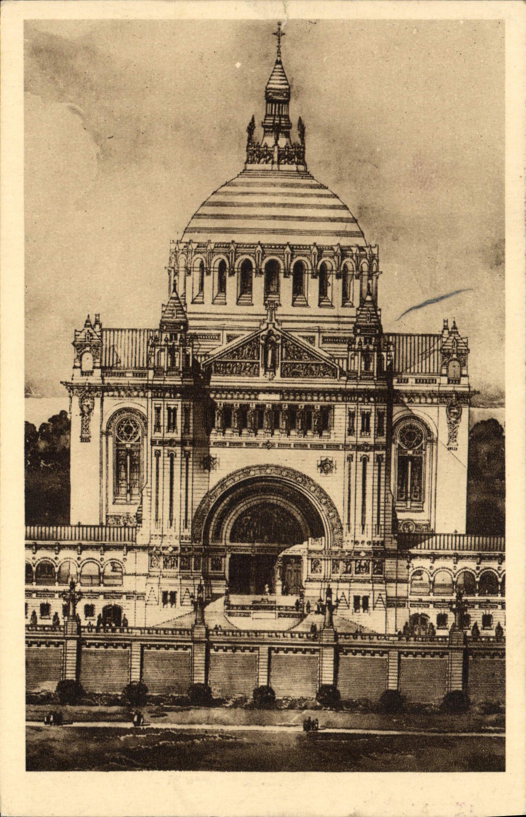 Carta de la POSTAL de la VENDIMIA de la suscripción para la basílica el lisieux uno