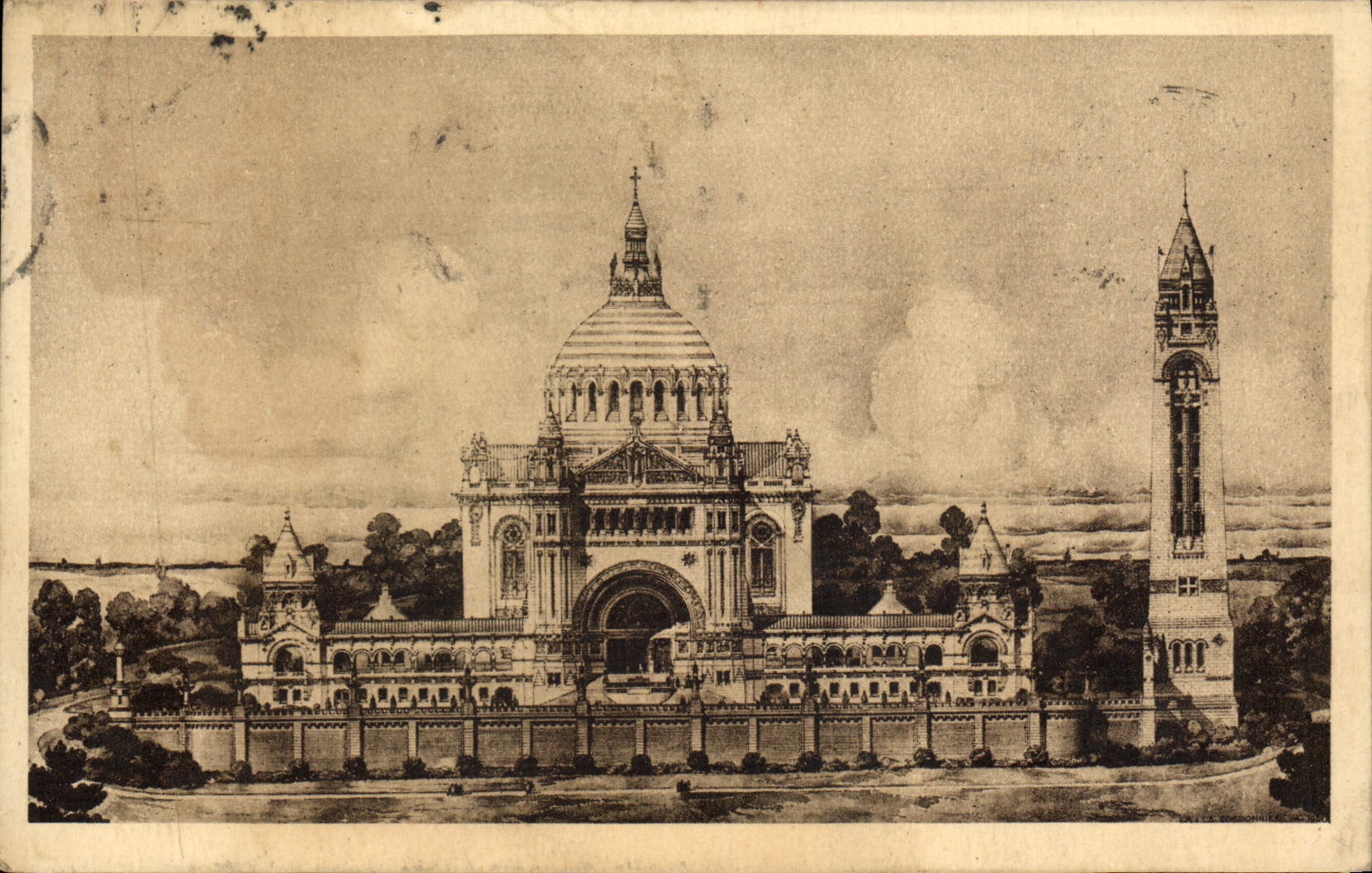 CPA La basilique de Lisieux vue generale du projet