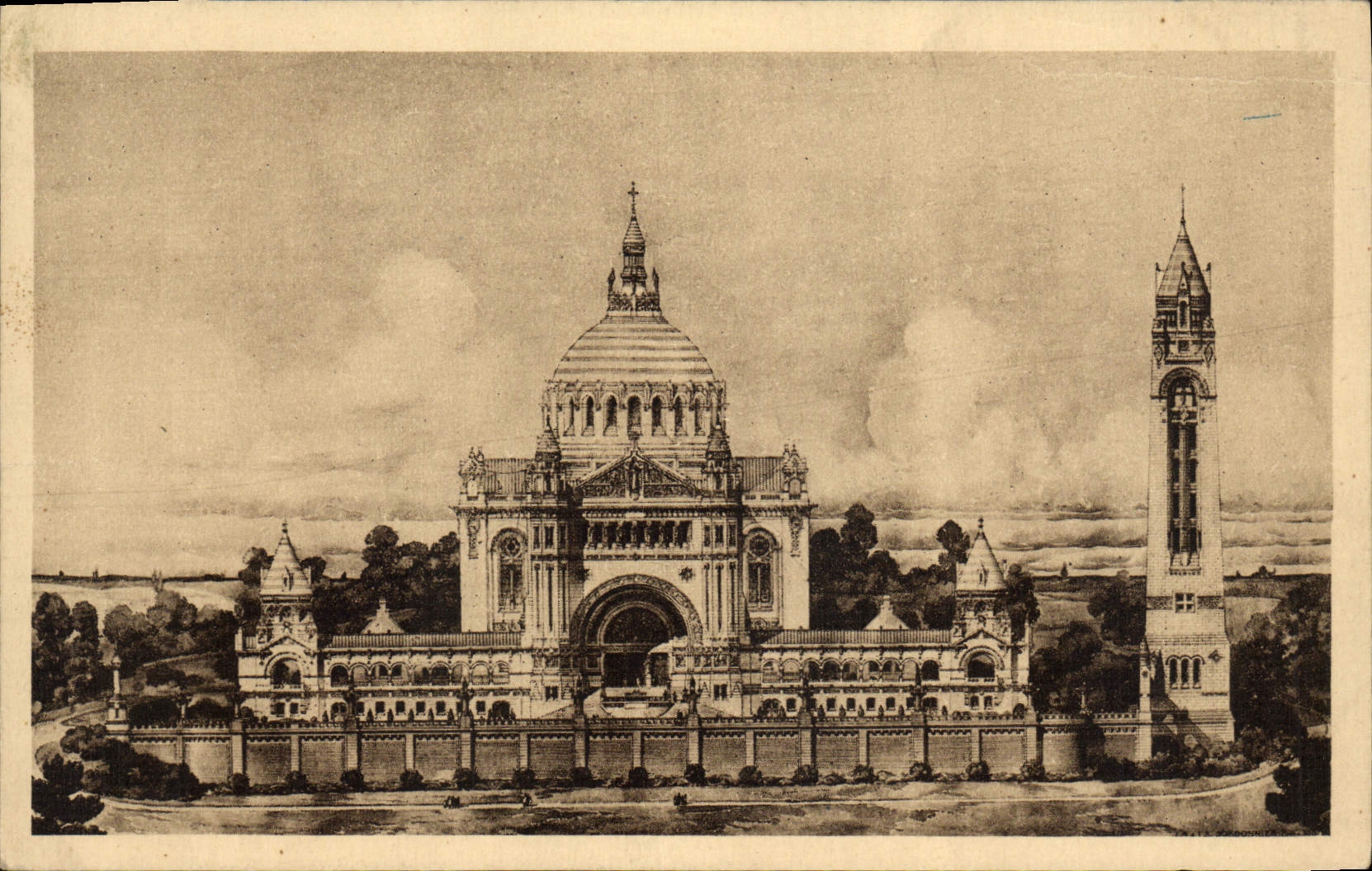 CPA La basilique de Lisieux vue generale du projet