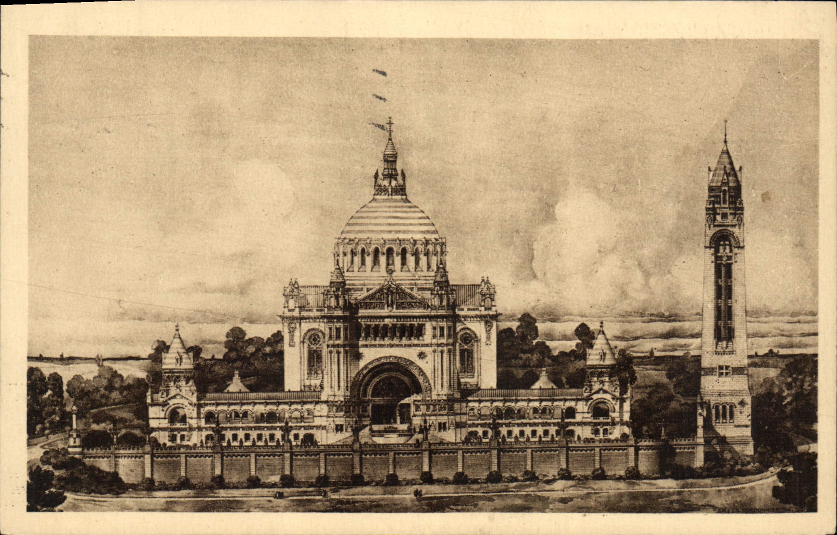 CPA La basilique de Lisieux vue generale du projet