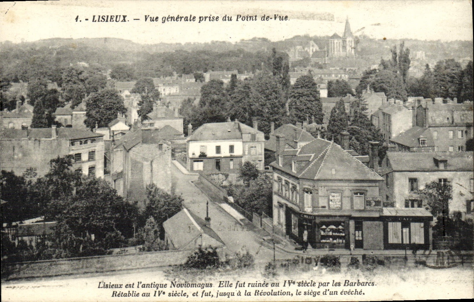 Opinión de Lisieux de la POSTAL de la VENDIMIA tomada desde el punto de vista