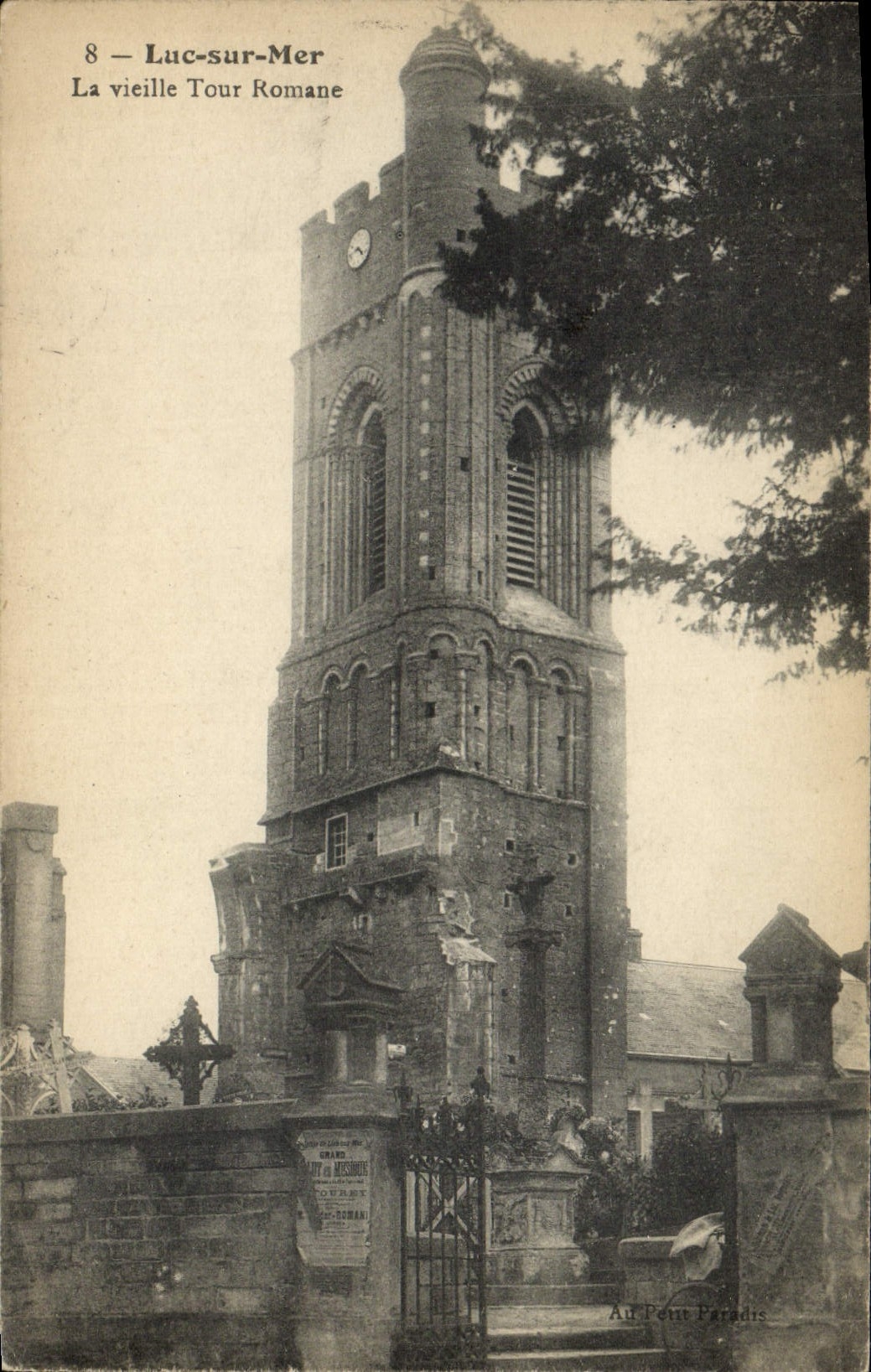 VINTAGE POSTCARD Luc on sea the old woman Romance tower