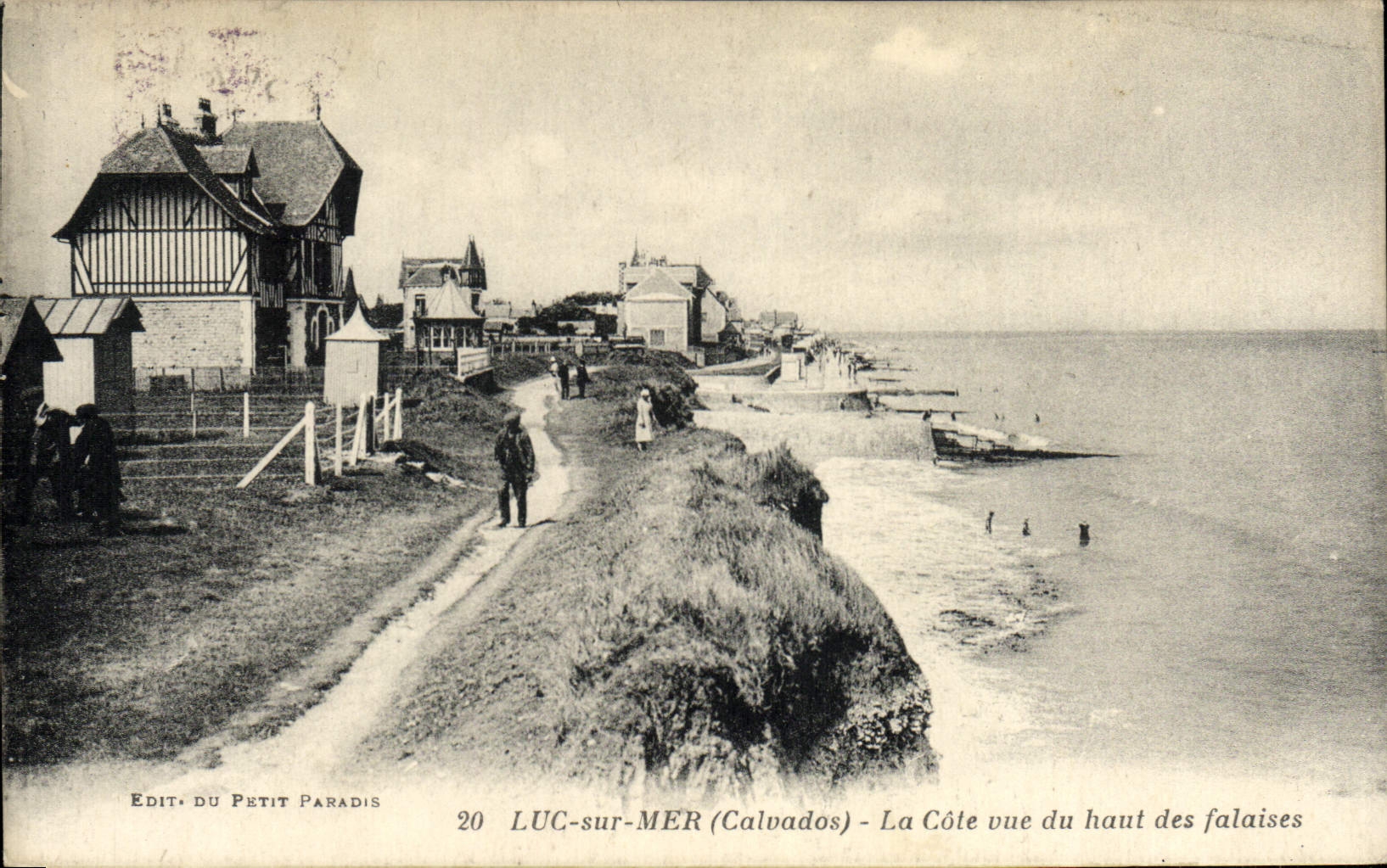 VINTAGE POSTCARD Luc On sea the dimension seen top of cliffs