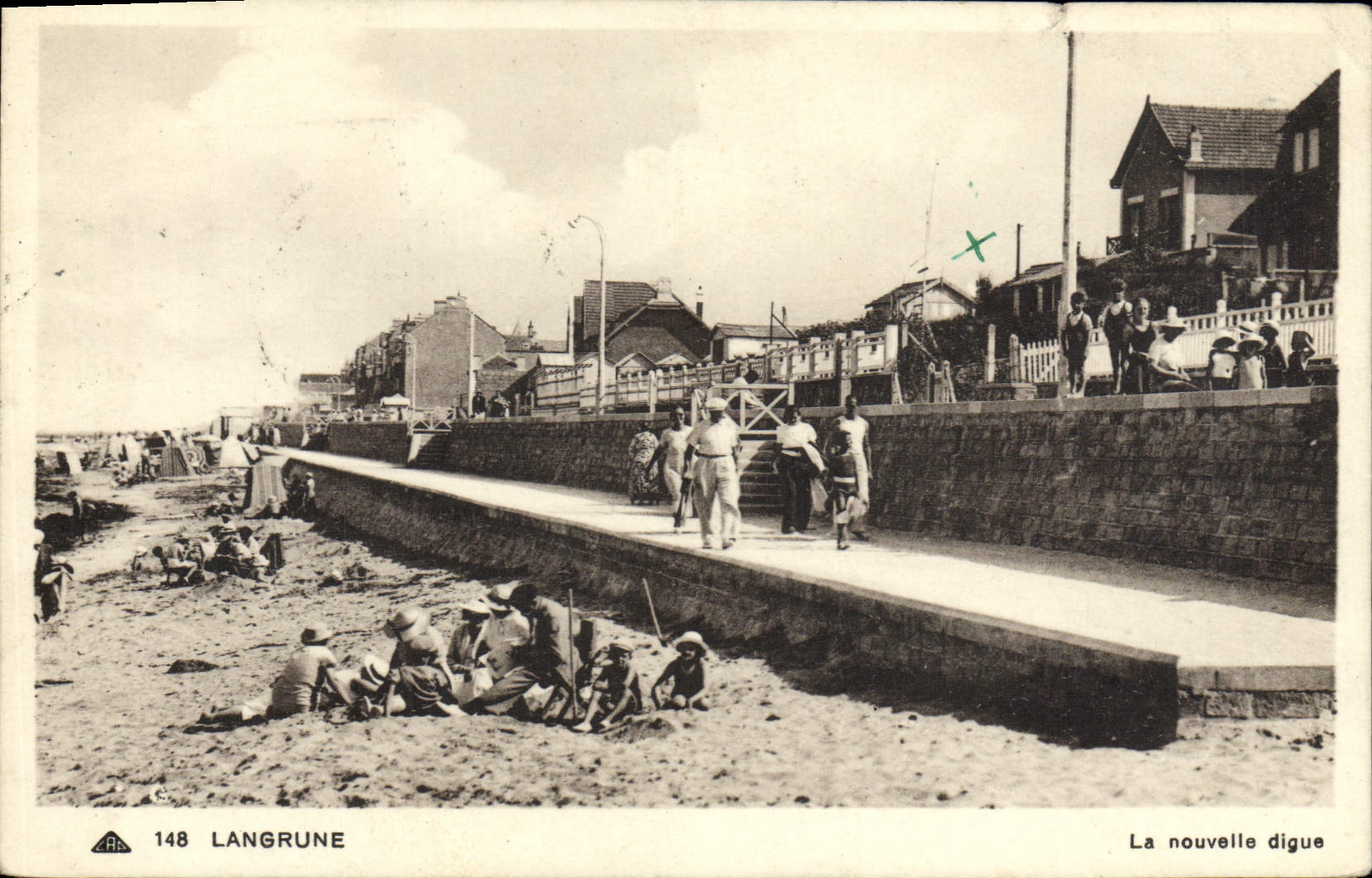 VINTAGE POSTCARD Langrune the new dam