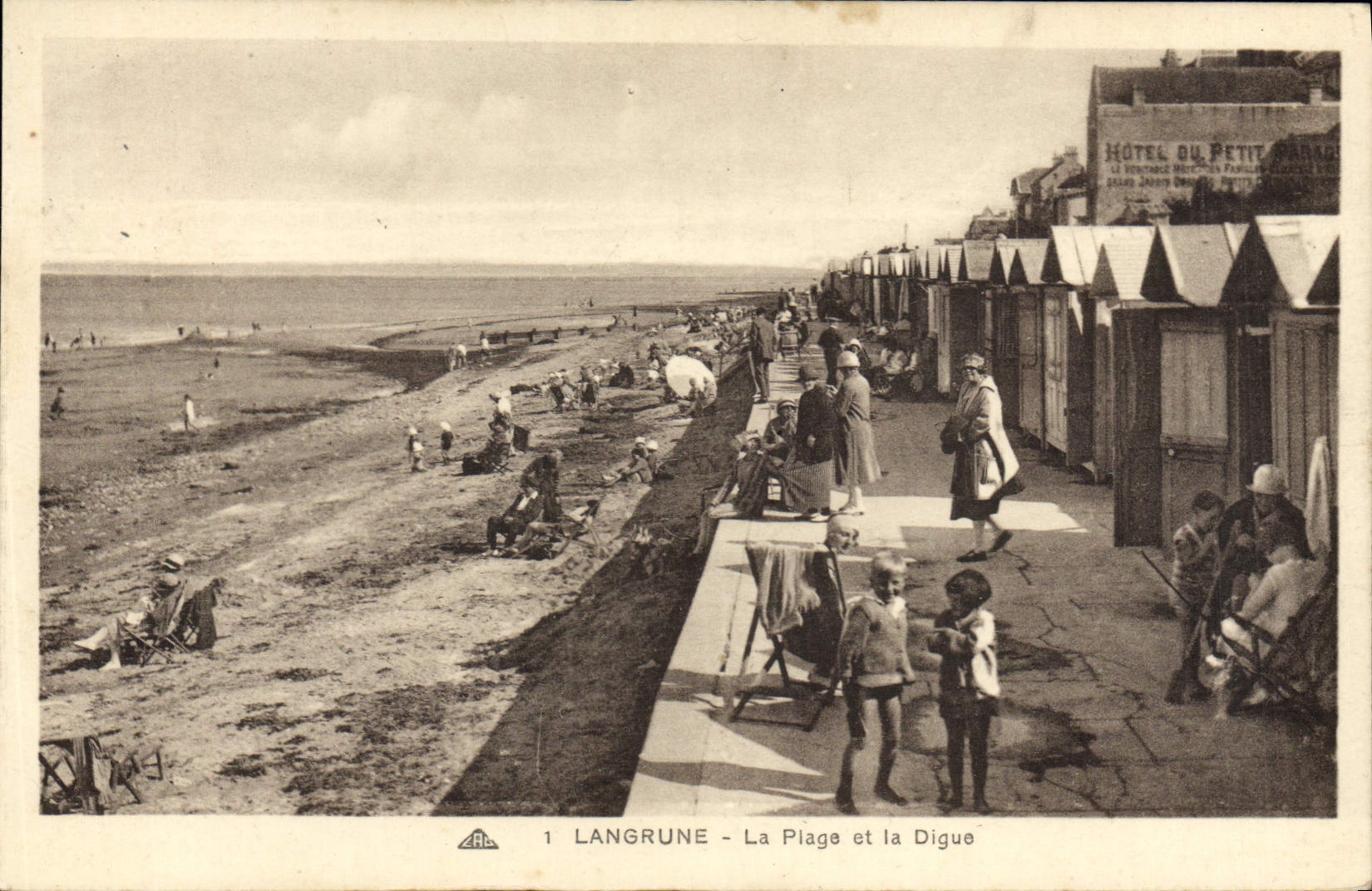 VINTAGE POSTCARD Langrune the beach and the dam