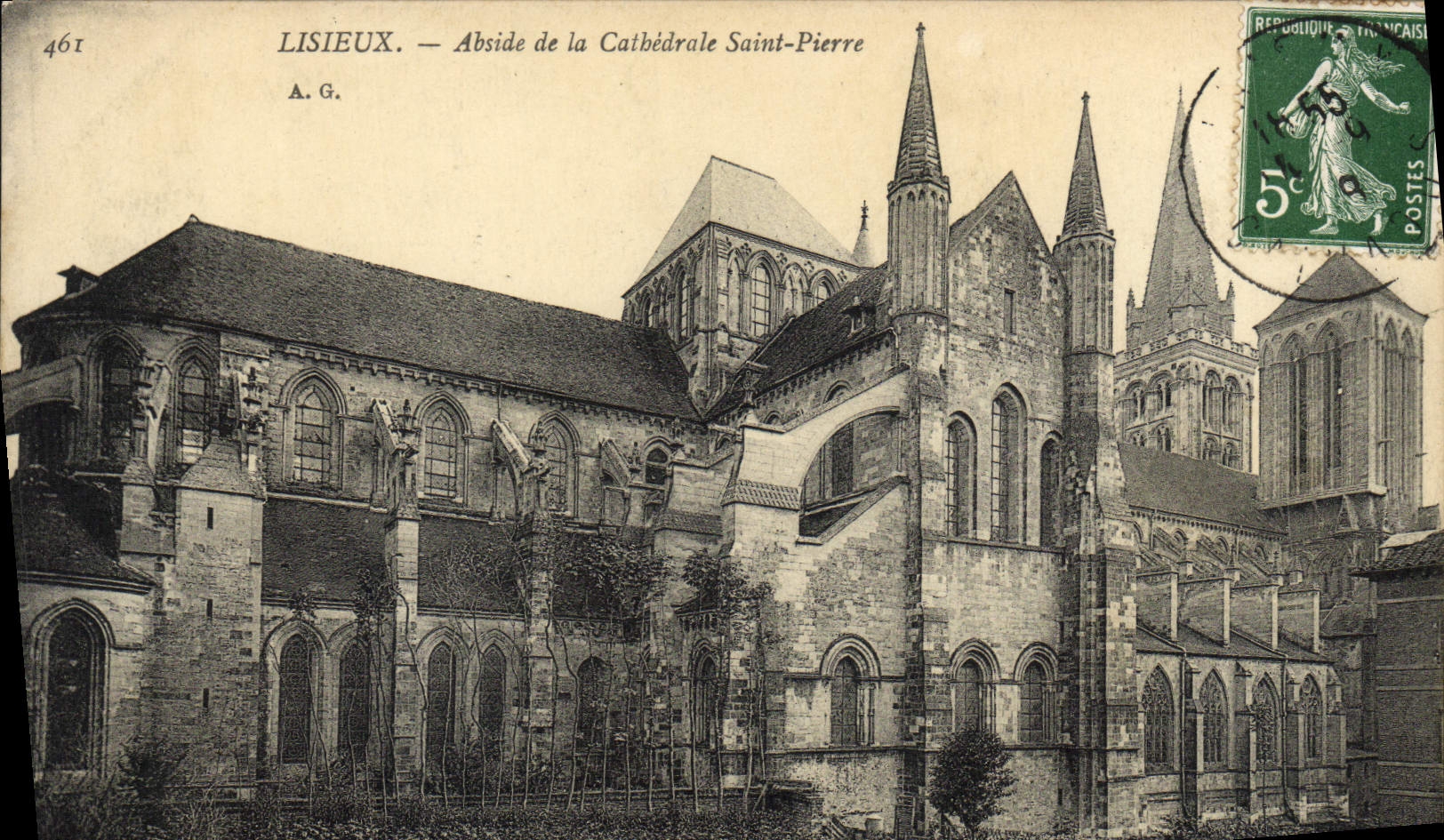 Apse de Lisieux de la POSTAL de la VENDIMIA de las piedras de afilar del santo de la catedral