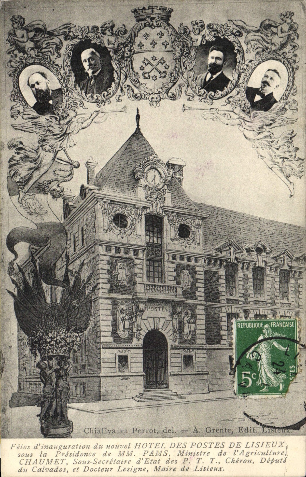 CPA Hotel des Postes de Lisieux Fetes d'inauguration 